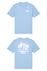 T-Shirt Normal Blue Soul Hellblau Print Camping Girl weiss Baumwolle