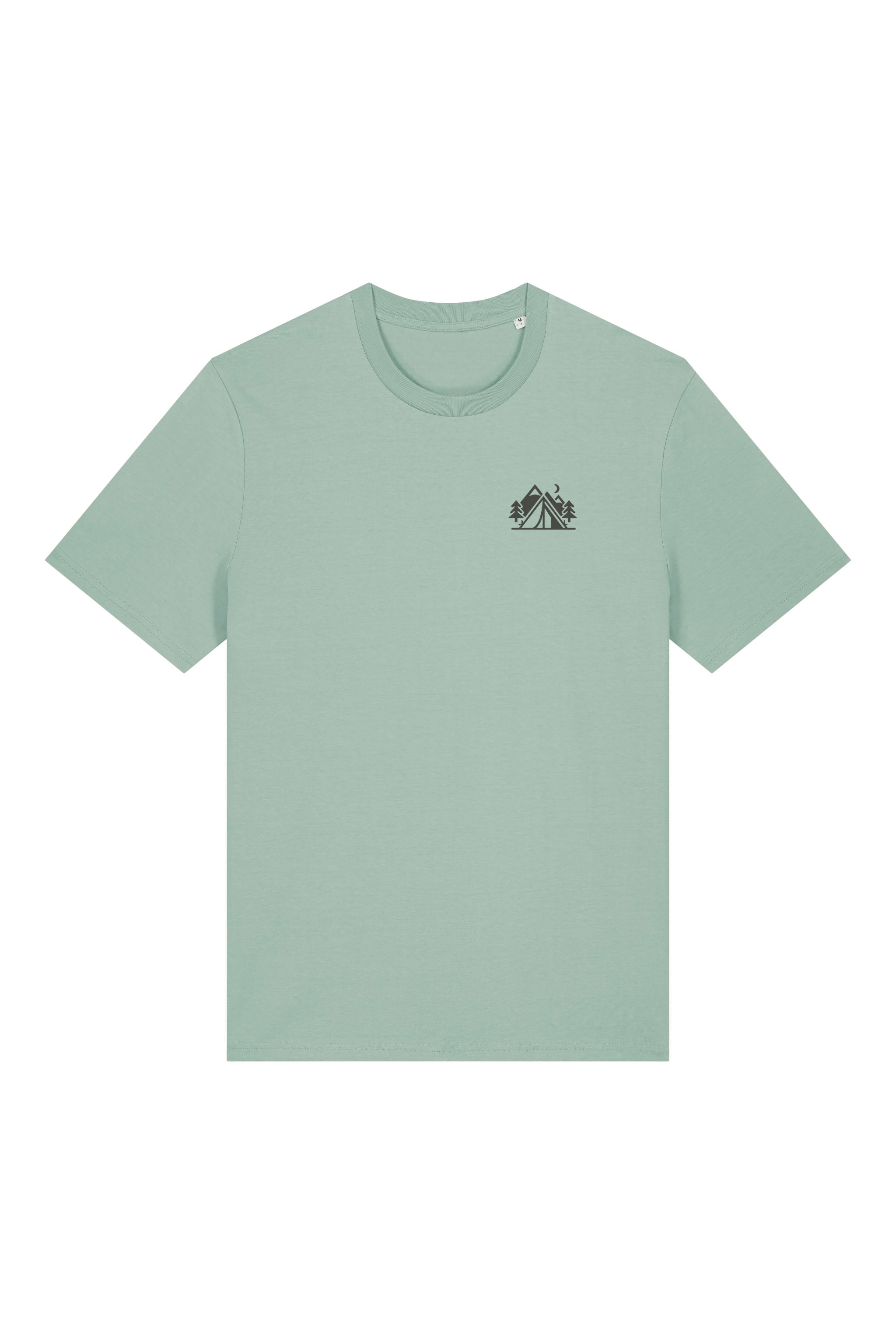 T-Shirt aus 100 % Bio-Baumwolle mit normaler Passform, erhältlich in verschiedenen Farben wie Blue Soul, Cotton Pink, Lavender, Aloe, Weiss und Schwarz. Individuell bedruckbar mit Wunschmotiv. Weiches, angenehm leichtes Material für hohen Tragekomfort. Ideal für einen zeitgemässen, entspannten Look. Mit kleinem Zelt-Motiv, Bäumen und Mond auf der Vorderseite und grossem „CAMPING GIRL“-Print auf dem Rücken. 