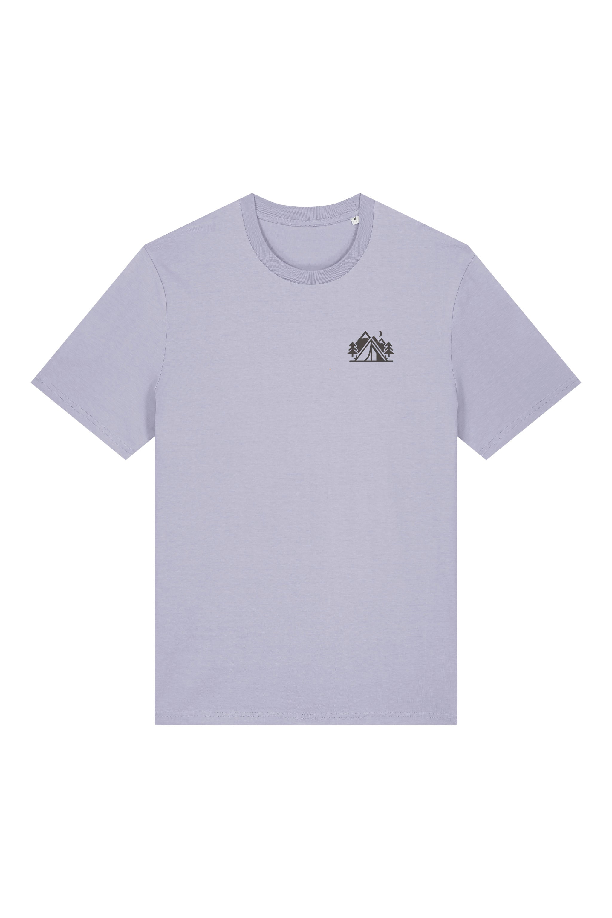 T-Shirt aus 100 % Bio-Baumwolle mit normaler Passform, erhältlich in verschiedenen Farben wie Blue Soul, Cotton Pink, Lavender, Aloe, Weiss und Schwarz. Individuell bedruckbar mit Wunschmotiv. Weiches, angenehm leichtes Material für hohen Tragekomfort. Ideal für einen zeitgemässen, entspannten Look. Mit kleinem Zelt-Motiv, Bäumen und Mond auf der Vorderseite und grossem „CAMPING GIRL“-Print auf dem Rücken. 