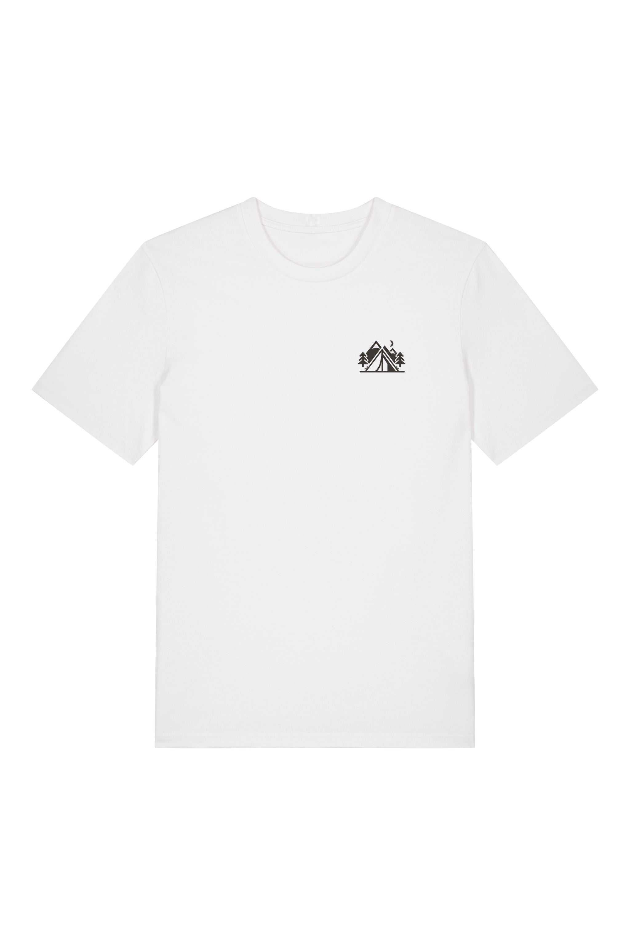 T-Shirt aus 100 % Bio-Baumwolle mit normaler Passform, erhältlich in verschiedenen Farben wie Blue Soul, Cotton Pink, Lavender, Aloe, Weiss und Schwarz. Individuell bedruckbar mit Wunschmotiv. Weiches, angenehm leichtes Material für hohen Tragekomfort. Ideal für einen zeitgemässen, entspannten Look. Mit kleinem Zelt-Motiv, Bäumen und Mond auf der Vorderseite und grossem „CAMPING GIRL“-Print auf dem Rücken. 