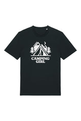 T-Shirt aus 100 % Bio-Baumwolle mit normaler Passform, erhältlich in verschiedenen Farben wie Blue Soul, Cotton Pink, Lavender, Aloe, Weiss und Schwarz. Individuell bedruckbar mit Wunschmotiv. Weiches, angenehm leichtes Material für hohen Tragekomfort. Ideal für einen zeitgemässen, entspannten Look. Mit Zelt-Motiv, Bäumen, Mond und „CAMPING GIRL“-Print auf der Vorderseite.