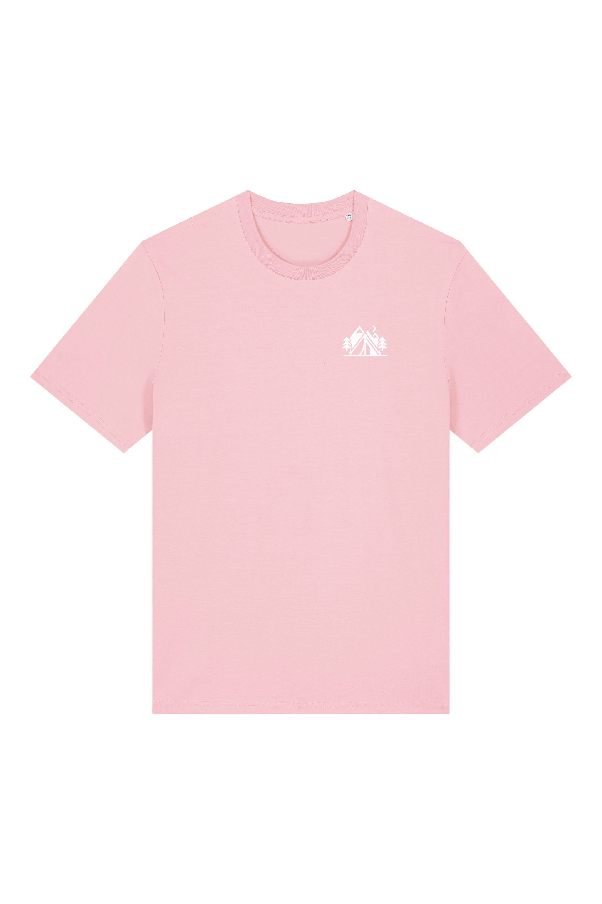 T-Shirt aus 100 % Bio-Baumwolle mit normaler Passform, erhältlich in verschiedenen Farben wie Blue Soul, Cotton Pink, Lavender, Aloe, Weiss und Schwarz. Individuell bedruckbar mit Wunschmotiv. Weiches, angenehm leichtes Material für hohen Tragekomfort. Ideal für einen zeitgemässen, entspannten Look. Mit kleinem Zelt-Motiv, Bäumen und Mond auf der Vorderseite und grossem „CAMPING GIRL“-Print auf dem Rücken. 