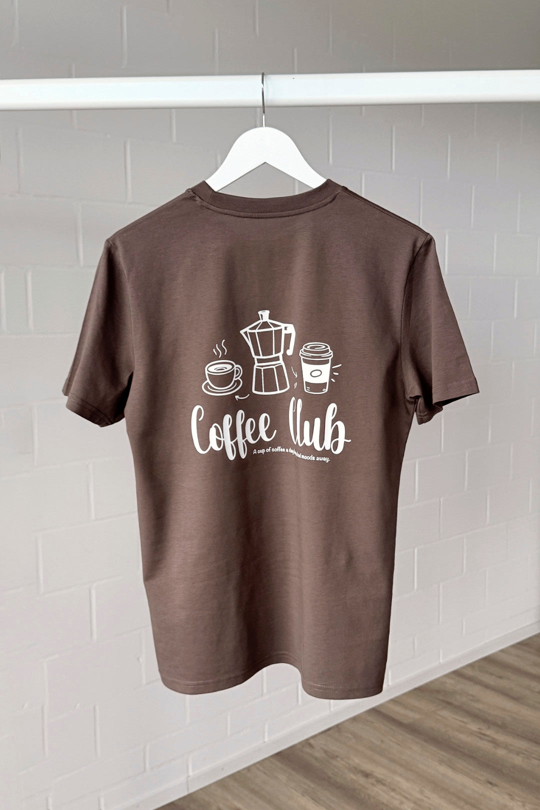 T-Shirt normal, Farbe Mocha, Backprint Coffee Club, Unisex, Bio-Baumwolle