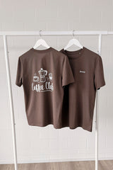 T-Shirt normal, Farbe Mocha, Backprint Coffee Club, Unisex, Bio-Baumwolle