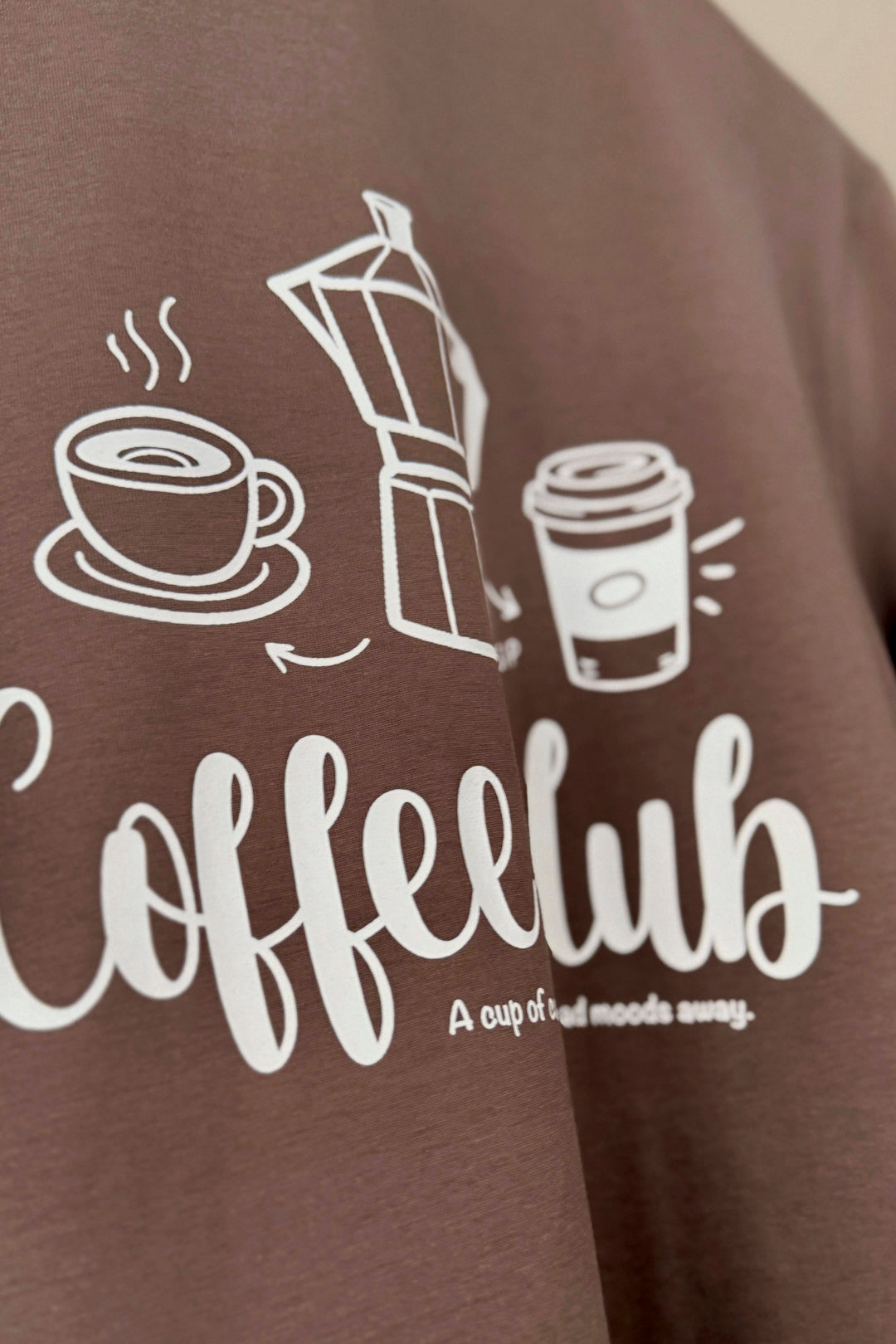 T-Shirt normal, Farbe Mocha, Backprint Coffee Club, Unisex, Bio-Baumwolle