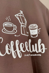 T-Shirt normal, Farbe Mocha, Backprint Coffee Club, Unisex, Bio-Baumwolle