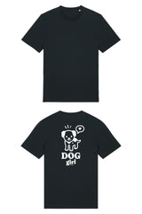 T-Shirt aus 100 % Bio-Baumwolle mit normaler Passform, erhältlich in verschiedenen Farben wie Blue Soul, Cotton Pink, Lavender, Aloe, Weiss und Schwarz. Individuell bedruckbar mit Wunschmotiv. Weiches, angenehm leichtes Material für hohen Tragekomfort. Ideal für einen zeitgemässen, entspannten Look. Grosser weisser Hundedruck mit Sprechblase und der Aufschrift „DOG girl“ auf der Rückseite.