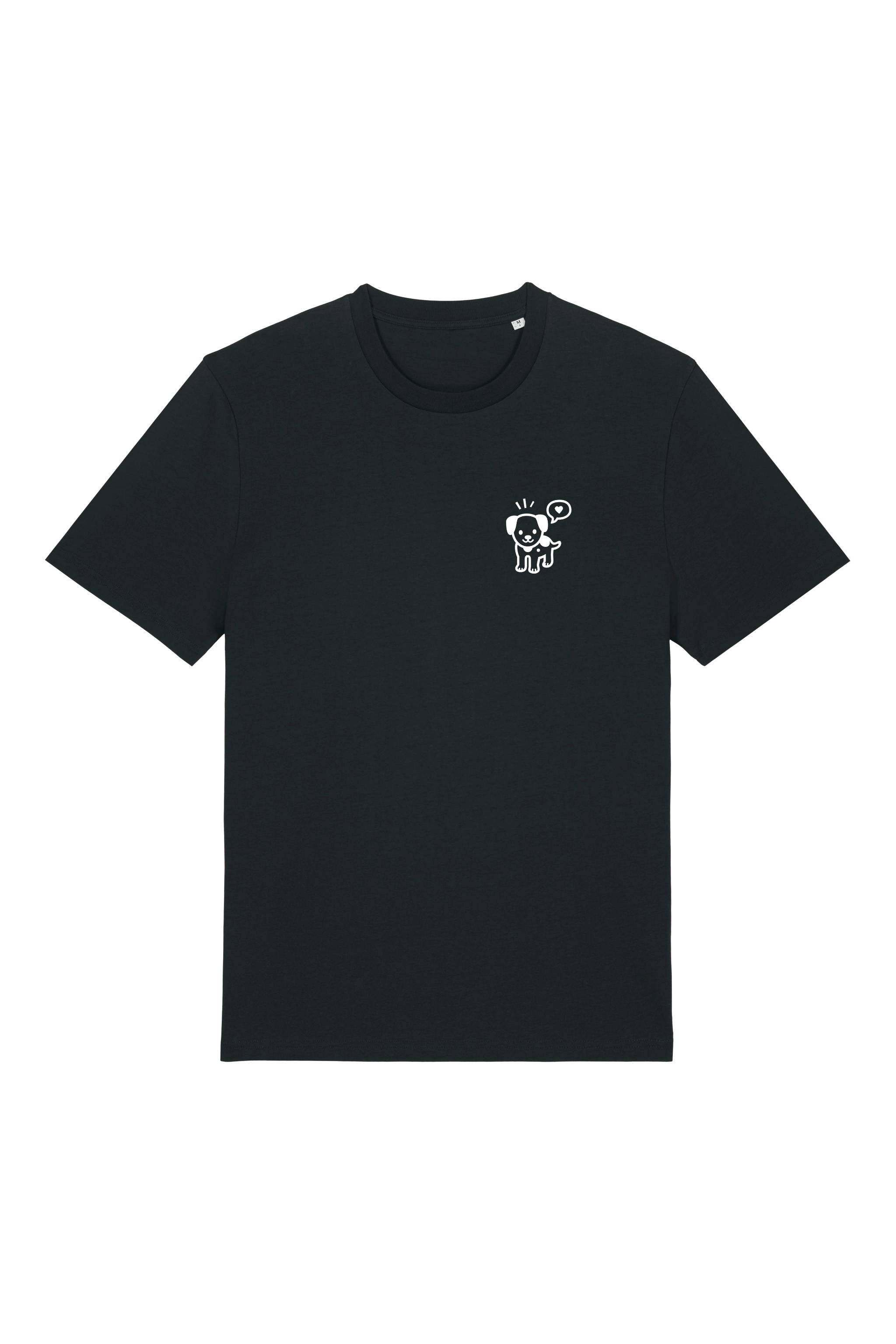 T-Shirt aus 100 % Bio-Baumwolle mit normaler Passform, erhältlich in verschiedenen Farben wie Blue Soul, Cotton Pink, Lavender, Aloe, Weiss und Schwarz. Individuell bedruckbar mit Wunschmotiv. Weiches, angenehm leichtes Material für hohen Tragekomfort. Ideal für einen zeitgemässen, entspannten Look. Vorderseite: Mit kleinem weissen Druck eines fröhlichen Hundes auf der linken Brust. Rückseite: Grosser weisser Hundedruck mit Sprechblase und der Aufschrift „DOG girl“.
