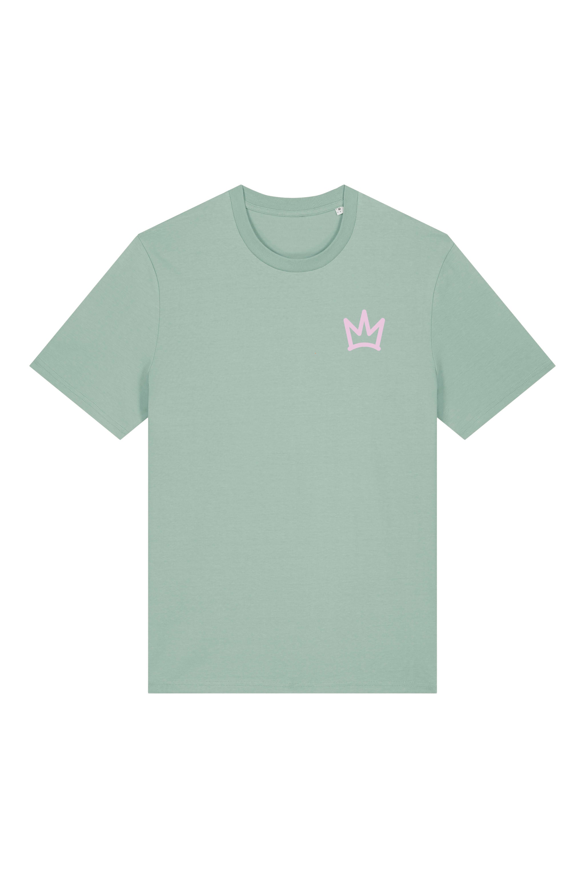 T-Shirt aus 100 % Bio-Baumwolle mit normaler Passform, erhältlich in verschiedenen Farben wie Blue Soul, Cotton Pink, Lavender, Aloe, Weiss und Schwarz. Individuell bedruckbar mit Wunschmotiv. Weiches, angenehm leichtes Material für hohen Tragekomfort. Ideal für einen zeitgemässen, entspannten Look. Vorderseite: Krone auf der linken Brust. Rückseite: Grosser Schriftzug „dream BIG“ mit Krone darüber.
