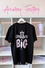 T-Shirt Normal Black Schwarz Print Big Dream rosa Baumwolle