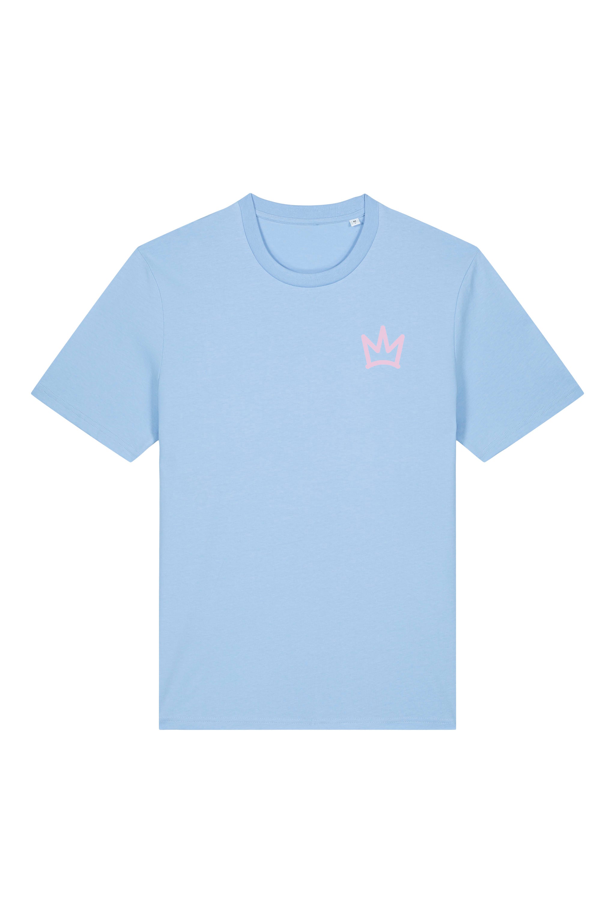 T-Shirt aus 100 % Bio-Baumwolle mit normaler Passform, erhältlich in verschiedenen Farben wie Blue Soul, Cotton Pink, Lavender, Aloe, Weiss und Schwarz. Individuell bedruckbar mit Wunschmotiv. Weiches, angenehm leichtes Material für hohen Tragekomfort. Ideal für einen zeitgemässen, entspannten Look. Vorderseite: Krone auf der linken Brust. Rückseite: Grosser Schriftzug „dream BIG“ mit Krone darüber.