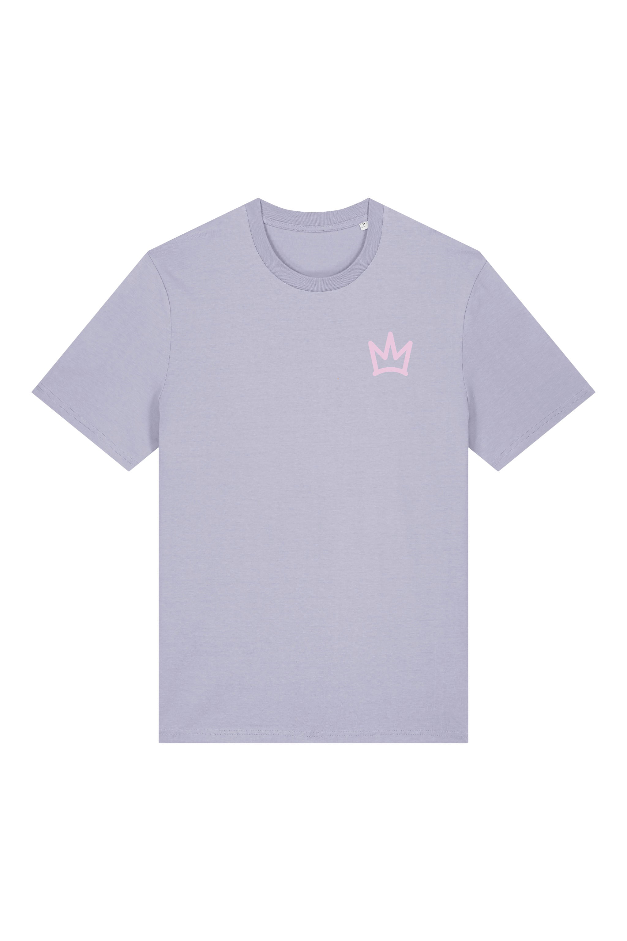 T-Shirt aus 100 % Bio-Baumwolle mit normaler Passform, erhältlich in verschiedenen Farben wie Blue Soul, Cotton Pink, Lavender, Aloe, Weiss und Schwarz. Individuell bedruckbar mit Wunschmotiv. Weiches, angenehm leichtes Material für hohen Tragekomfort. Ideal für einen zeitgemässen, entspannten Look. Vorderseite: Krone auf der linken Brust. Rückseite: Grosser Schriftzug „dream BIG“ mit Krone darüber.