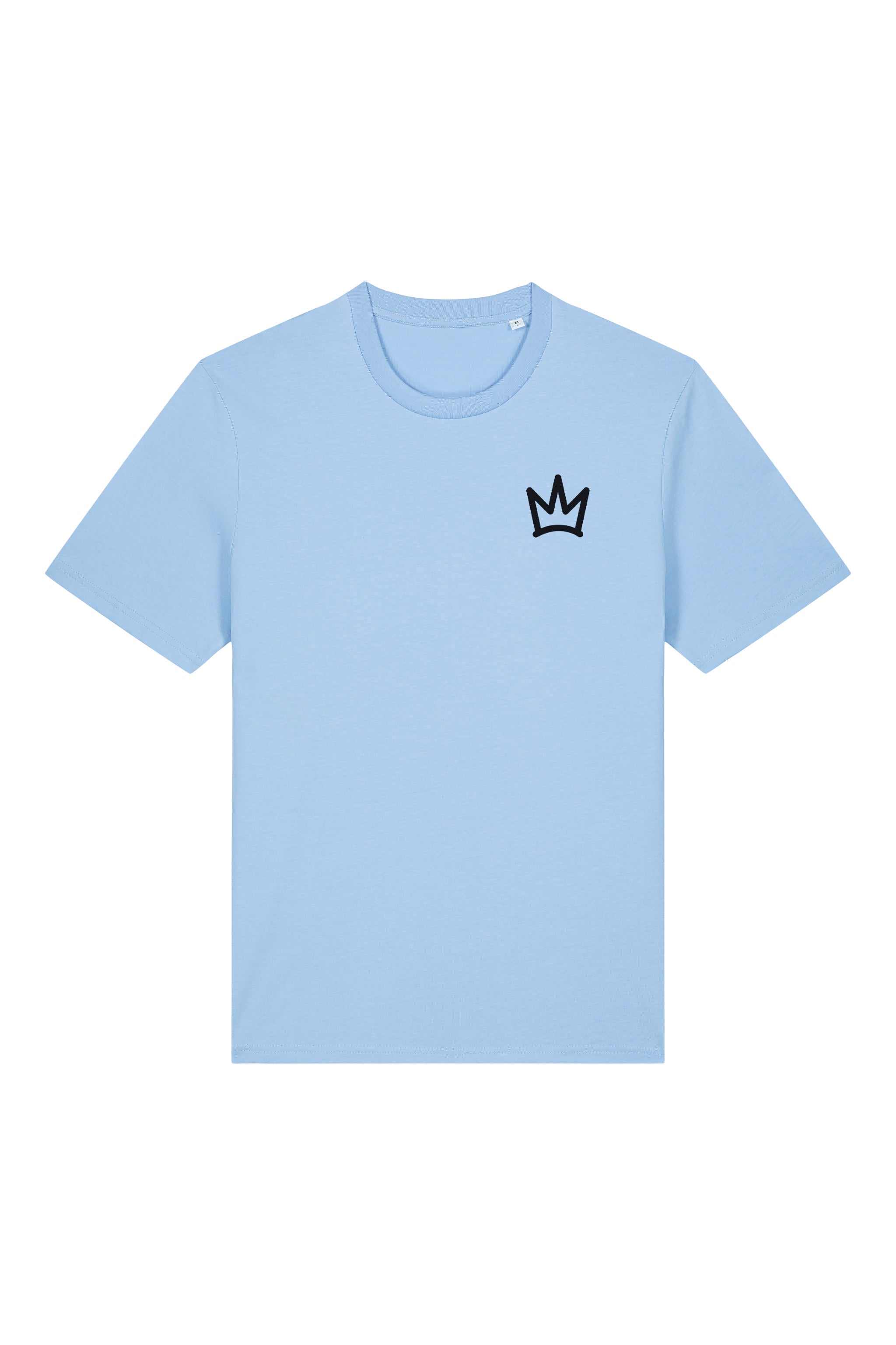 T-Shirt aus 100 % Bio-Baumwolle mit normaler Passform, erhältlich in verschiedenen Farben wie Blue Soul, Cotton Pink, Lavender, Aloe, Weiss und Schwarz. Individuell bedruckbar mit Wunschmotiv. Weiches, angenehm leichtes Material für hohen Tragekomfort. Ideal für einen zeitgemässen, entspannten Look. Vorderseite: Krone auf der linken Brust. Rückseite: Grosser Schriftzug „dream BIG“ mit Krone darüber.