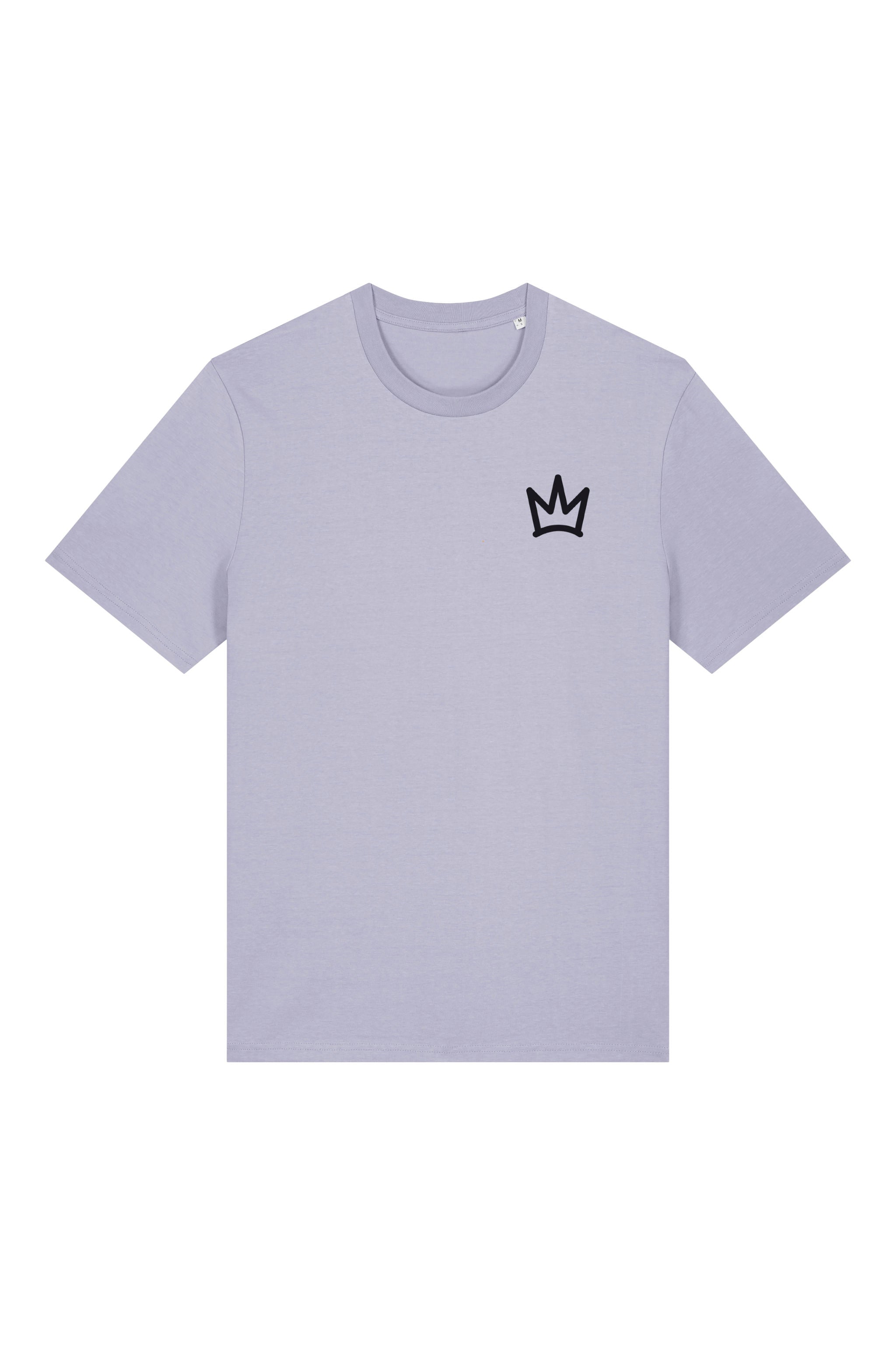 T-Shirt aus 100 % Bio-Baumwolle mit normaler Passform, erhältlich in verschiedenen Farben wie Blue Soul, Cotton Pink, Lavender, Aloe, Weiss und Schwarz. Individuell bedruckbar mit Wunschmotiv. Weiches, angenehm leichtes Material für hohen Tragekomfort. Ideal für einen zeitgemässen, entspannten Look. Vorderseite: Krone auf der linken Brust. Rückseite: Grosser Schriftzug „dream BIG“ mit Krone darüber.