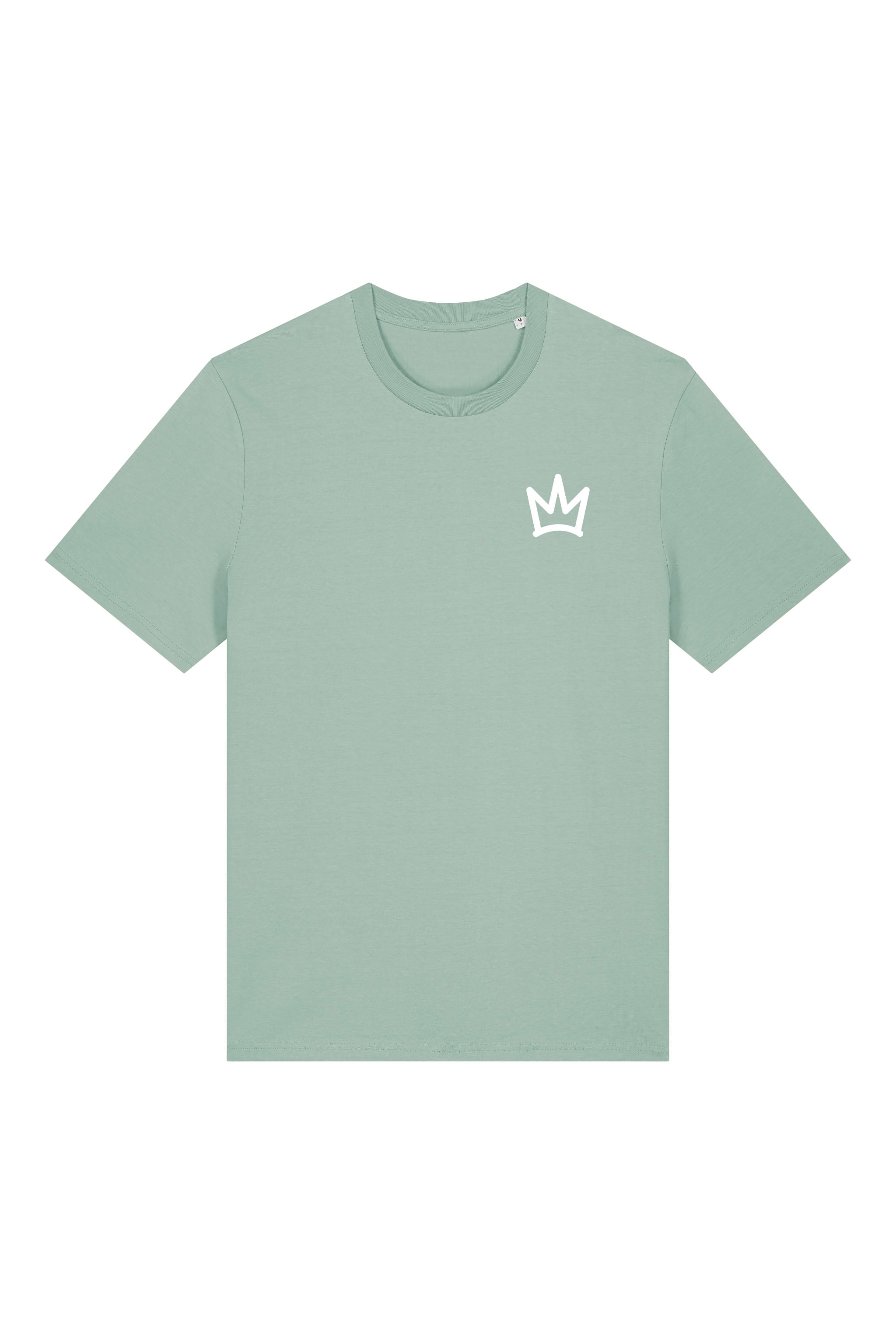 T-Shirt aus 100 % Bio-Baumwolle mit normaler Passform, erhältlich in verschiedenen Farben wie Blue Soul, Cotton Pink, Lavender, Aloe, Weiss und Schwarz. Individuell bedruckbar mit Wunschmotiv. Weiches, angenehm leichtes Material für hohen Tragekomfort. Ideal für einen zeitgemässen, entspannten Look. Vorderseite: Krone auf der linken Brust. Rückseite: Grosser Schriftzug „dream BIG“ mit Krone darüber.
