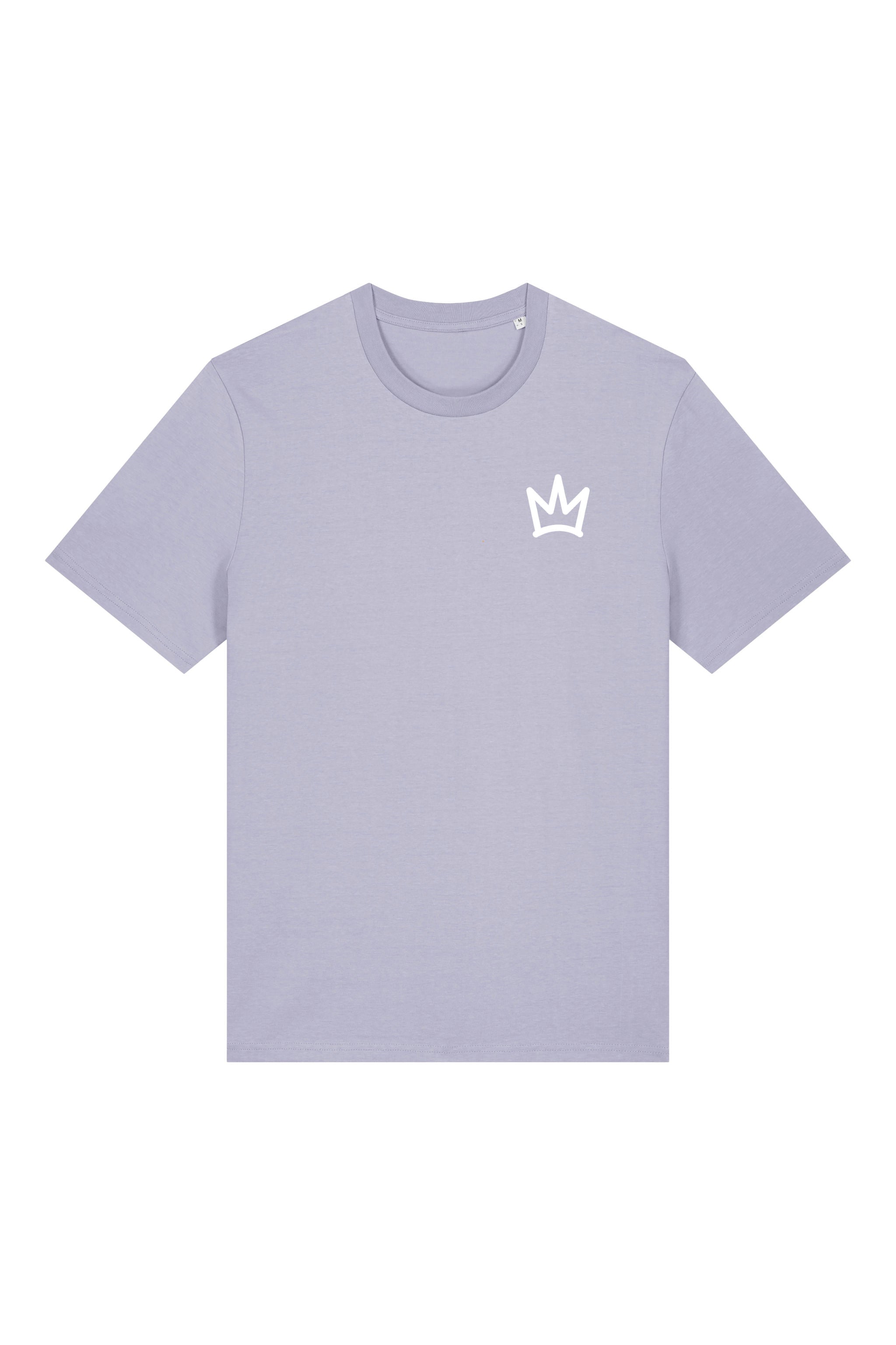 T-Shirt aus 100 % Bio-Baumwolle mit normaler Passform, erhältlich in verschiedenen Farben wie Blue Soul, Cotton Pink, Lavender, Aloe, Weiss und Schwarz. Individuell bedruckbar mit Wunschmotiv. Weiches, angenehm leichtes Material für hohen Tragekomfort. Ideal für einen zeitgemässen, entspannten Look. Vorderseite: Krone auf der linken Brust. Rückseite: Grosser Schriftzug „dream BIG“ mit Krone darüber.