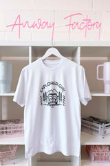 T-Shirt Normal white weiss schwarzer Print Explorer Girls VW Bus Berge Bäume