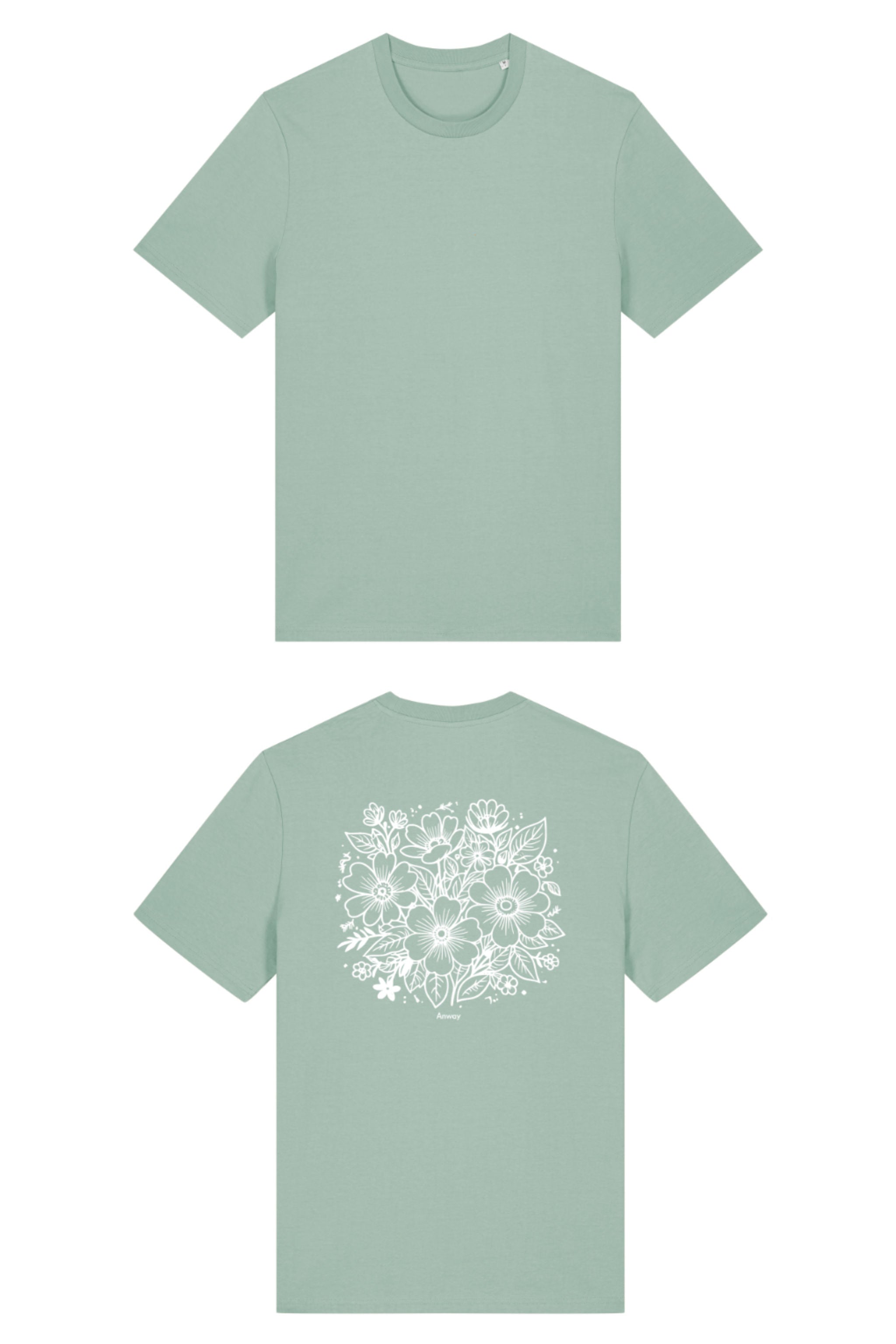 T-Shirt aus 100 % Bio-Baumwolle mit normaler Passform, erhältlich in verschiedenen Farben wie Blue Soul, Cotton Pink, Lavender, Aloe, Weiss und Schwarz. Individuell bedruckbar mit Wunschmotiv. Weiches, angenehm leichtes Material für hohen Tragekomfort. Ideal für einen zeitgemässen, entspannten Look. Rückseite: T-Shirt mit grossem, einfarbigem Blumenprint auf der Rückseite. 