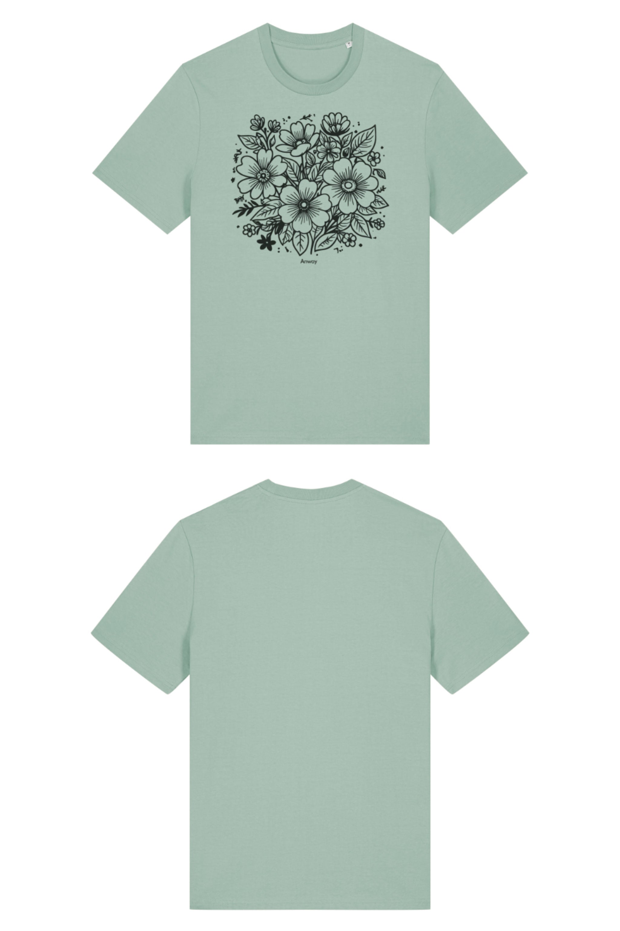 T-Shirt aus 100 % Bio-Baumwolle mit normaler Passform, erhältlich in verschiedenen Farben wie Blue Soul, Cotton Pink, Lavender, Aloe, Weiss und Schwarz. Individuell bedruckbar mit Wunschmotiv. Weiches, angenehm leichtes Material für hohen Tragekomfort. Ideal für einen zeitgemässen, entspannten Look. Vorderseite: T-Shirt mit einfarbigem Blumenprint auf der Vorderseite. 