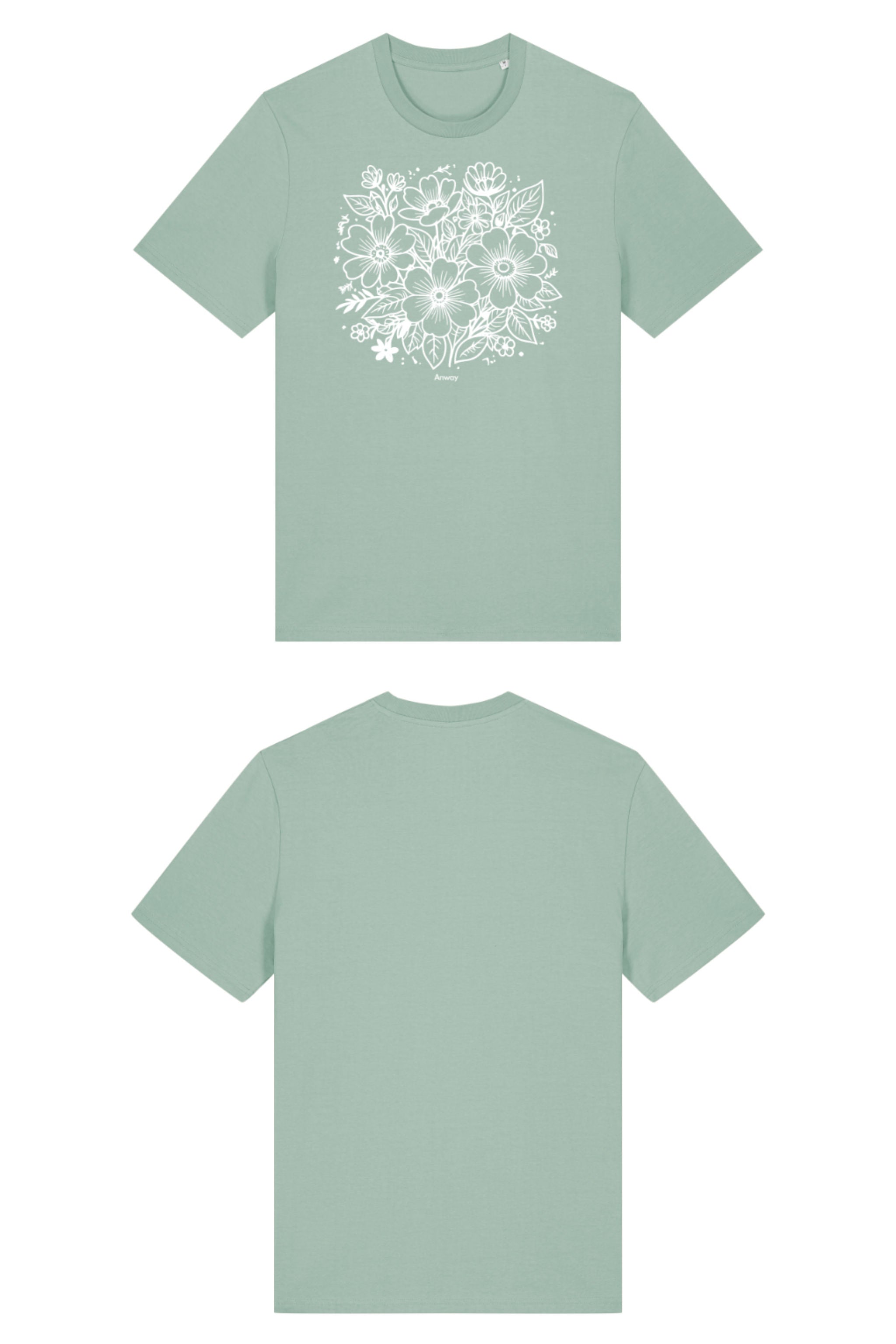 T-Shirt aus 100 % Bio-Baumwolle mit normaler Passform, erhältlich in verschiedenen Farben wie Blue Soul, Cotton Pink, Lavender, Aloe, Weiss und Schwarz. Individuell bedruckbar mit Wunschmotiv. Weiches, angenehm leichtes Material für hohen Tragekomfort. Ideal für einen zeitgemässen, entspannten Look. Vorderseite: T-Shirt mit einfarbigem Blumenprint auf der Vorderseite. 