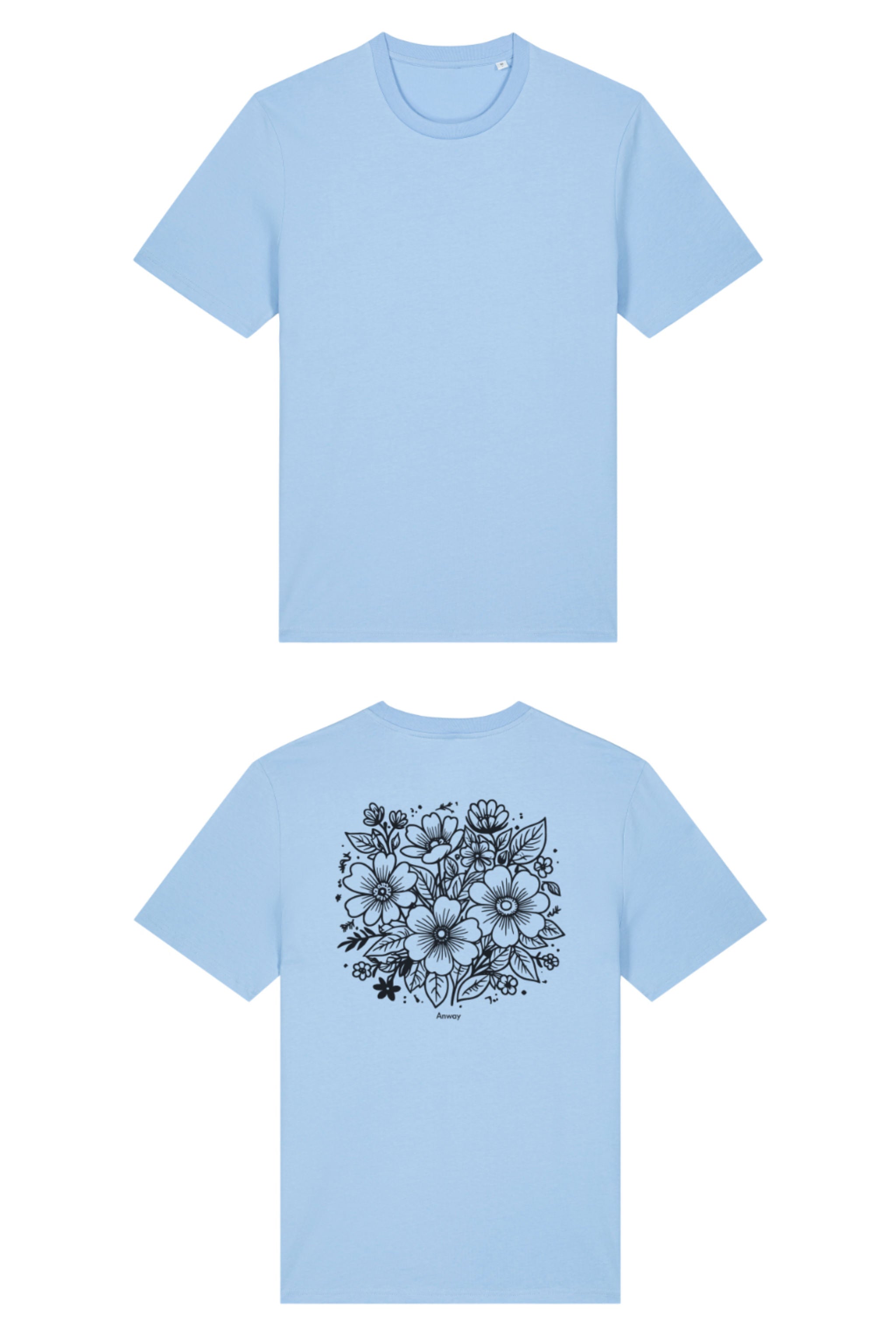 T-Shirt aus 100 % Bio-Baumwolle mit normaler Passform, erhältlich in verschiedenen Farben wie Blue Soul, Cotton Pink, Lavender, Aloe, Weiss und Schwarz. Individuell bedruckbar mit Wunschmotiv. Weiches, angenehm leichtes Material für hohen Tragekomfort. Ideal für einen zeitgemässen, entspannten Look. Rückseite: T-Shirt mit grossem, einfarbigem Blumenprint auf der Rückseite. 