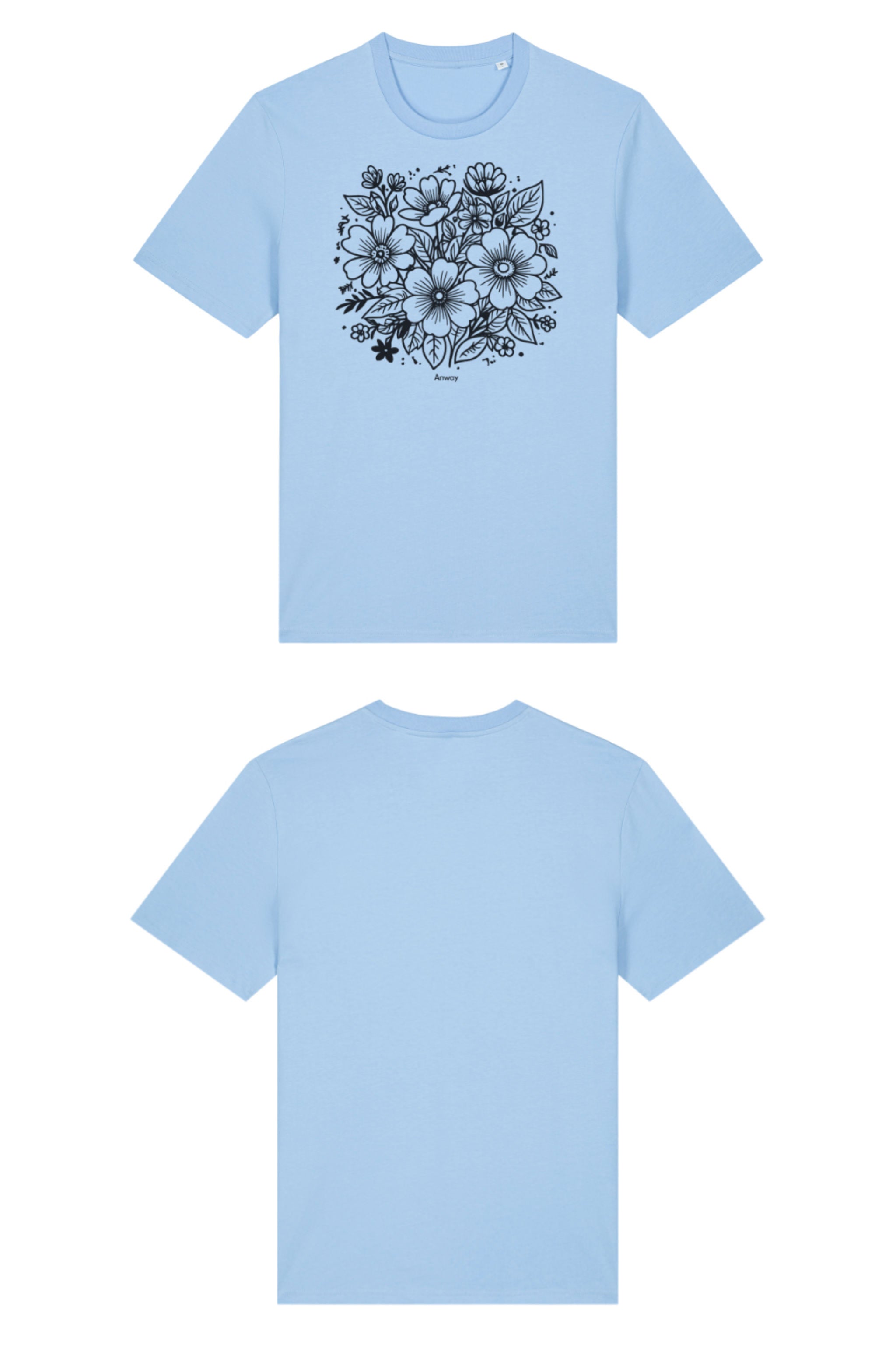 T-Shirt aus 100 % Bio-Baumwolle mit normaler Passform, erhältlich in verschiedenen Farben wie Blue Soul, Cotton Pink, Lavender, Aloe, Weiss und Schwarz. Individuell bedruckbar mit Wunschmotiv. Weiches, angenehm leichtes Material für hohen Tragekomfort. Ideal für einen zeitgemässen, entspannten Look. Vorderseite: T-Shirt mit einfarbigem Blumenprint auf der Vorderseite. 
