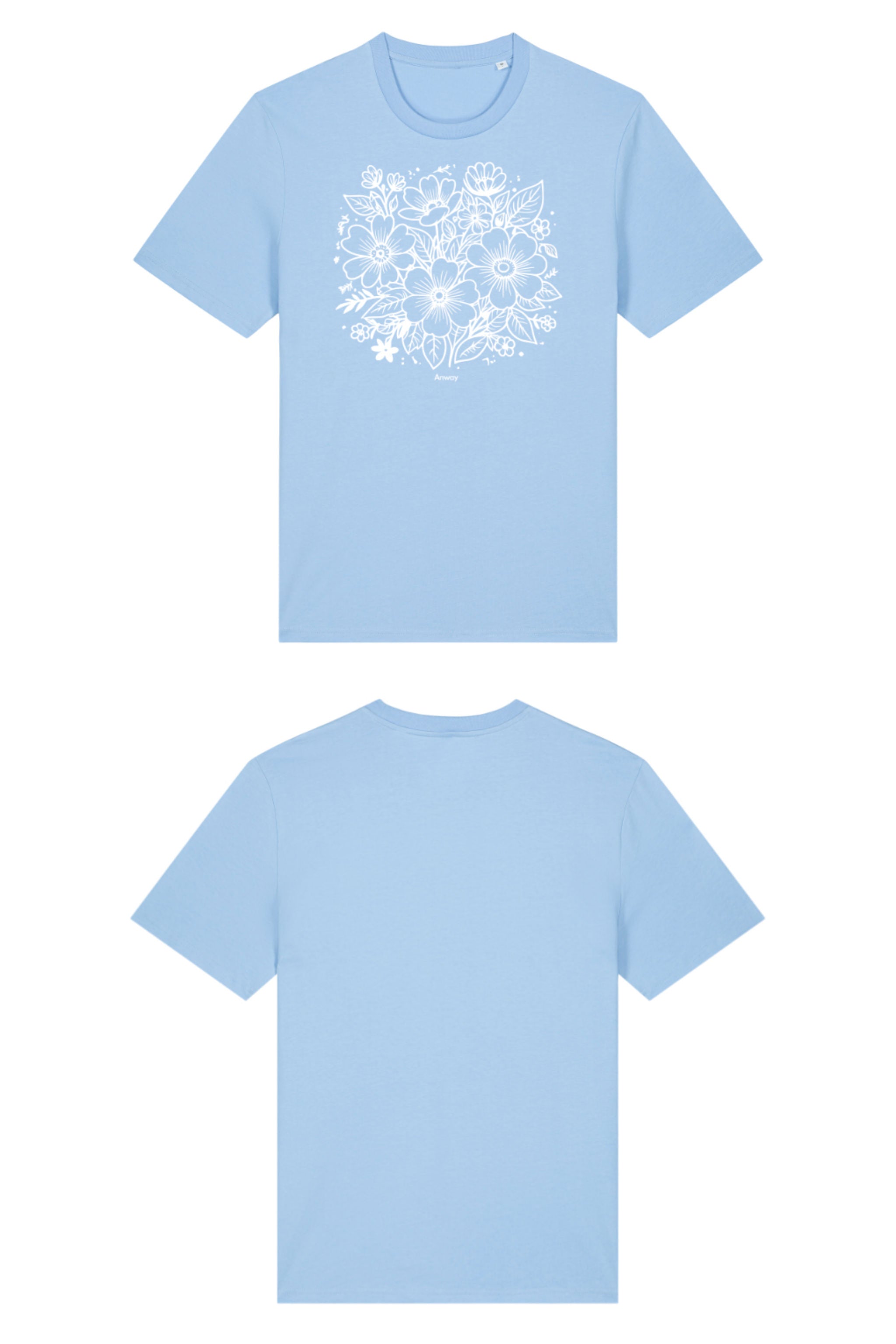 T-Shirt aus 100 % Bio-Baumwolle mit normaler Passform, erhältlich in verschiedenen Farben wie Blue Soul, Cotton Pink, Lavender, Aloe, Weiss und Schwarz. Individuell bedruckbar mit Wunschmotiv. Weiches, angenehm leichtes Material für hohen Tragekomfort. Ideal für einen zeitgemässen, entspannten Look. Vorderseite: T-Shirt mit einfarbigem Blumenprint auf der Vorderseite. 
