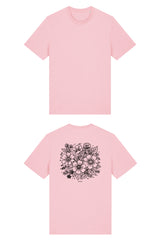 T-Shirt aus 100 % Bio-Baumwolle mit normaler Passform, erhältlich in verschiedenen Farben wie Blue Soul, Cotton Pink, Lavender, Aloe, Weiss und Schwarz. Individuell bedruckbar mit Wunschmotiv. Weiches, angenehm leichtes Material für hohen Tragekomfort. Ideal für einen zeitgemässen, entspannten Look. Rückseite: T-Shirt mit grossem, einfarbigem Blumenprint auf der Rückseite. 