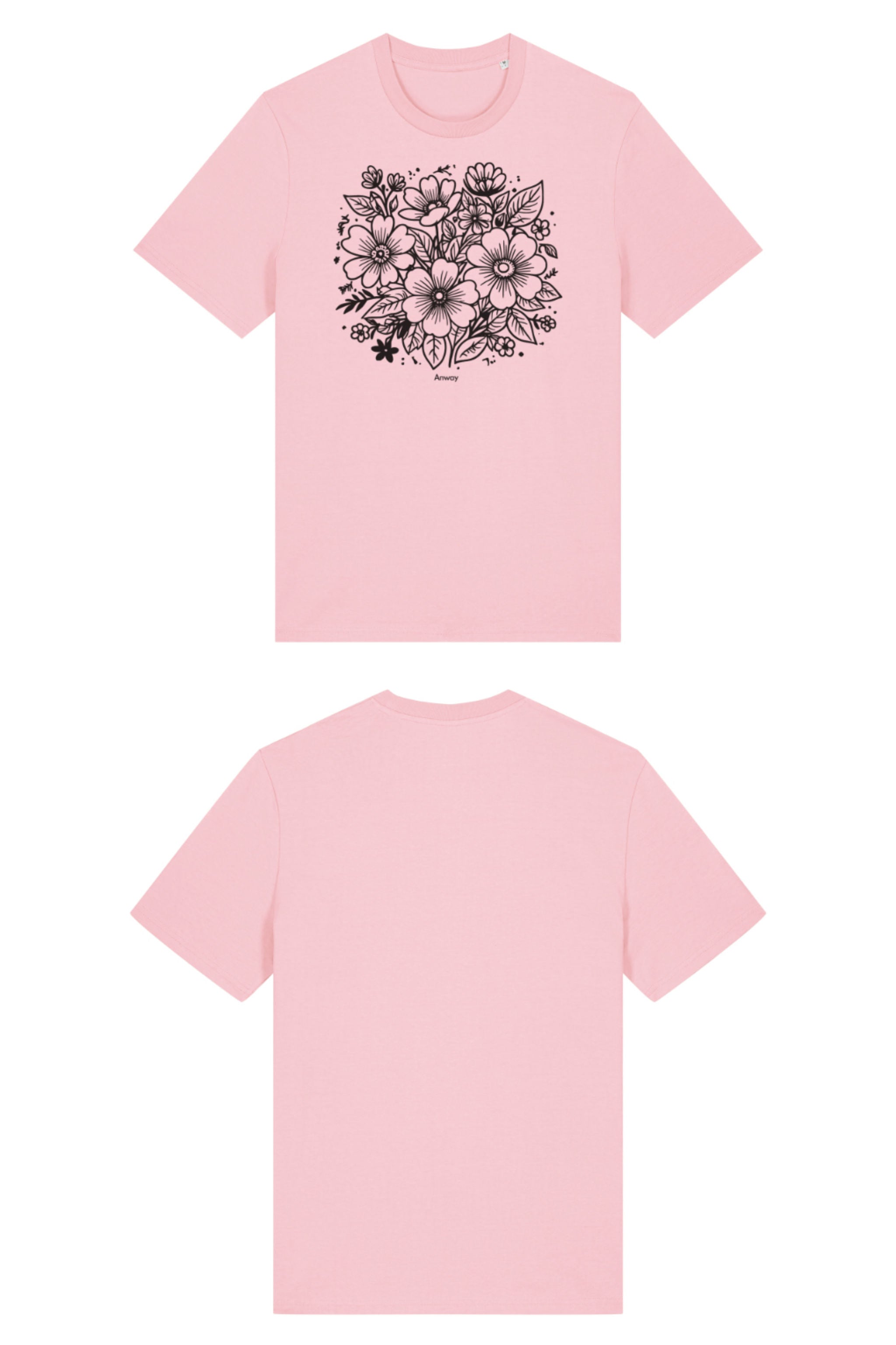 T-Shirt aus 100 % Bio-Baumwolle mit normaler Passform, erhältlich in verschiedenen Farben wie Blue Soul, Cotton Pink, Lavender, Aloe, Weiss und Schwarz. Individuell bedruckbar mit Wunschmotiv. Weiches, angenehm leichtes Material für hohen Tragekomfort. Ideal für einen zeitgemässen, entspannten Look. Vorderseite: T-Shirt mit einfarbigem Blumenprint auf der Vorderseite. 