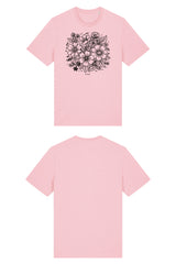 T-Shirt aus 100 % Bio-Baumwolle mit normaler Passform, erhältlich in verschiedenen Farben wie Blue Soul, Cotton Pink, Lavender, Aloe, Weiss und Schwarz. Individuell bedruckbar mit Wunschmotiv. Weiches, angenehm leichtes Material für hohen Tragekomfort. Ideal für einen zeitgemässen, entspannten Look. Vorderseite: T-Shirt mit einfarbigem Blumenprint auf der Vorderseite. 