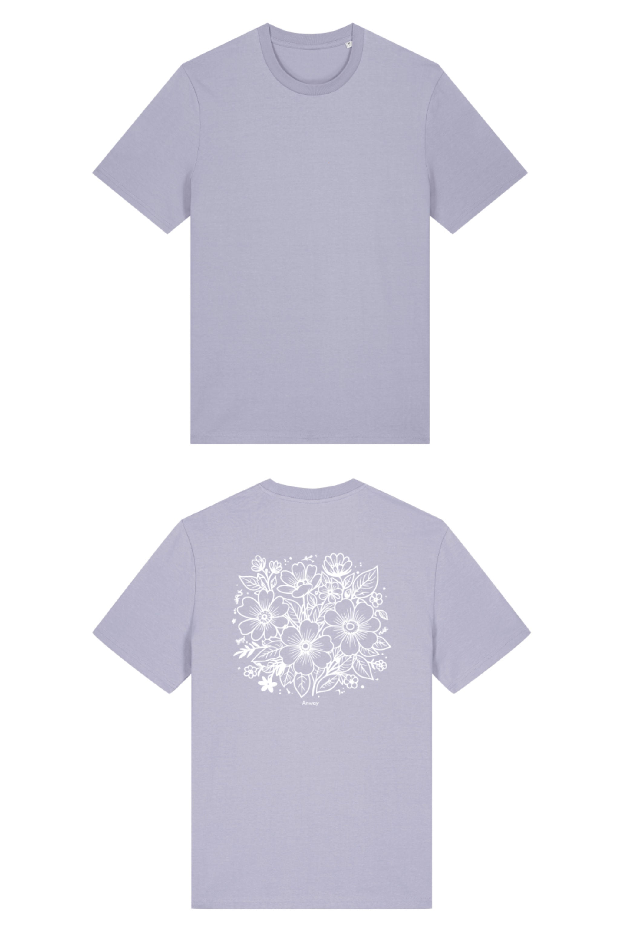 T-Shirt aus 100 % Bio-Baumwolle mit normaler Passform, erhältlich in verschiedenen Farben wie Blue Soul, Cotton Pink, Lavender, Aloe, Weiss und Schwarz. Individuell bedruckbar mit Wunschmotiv. Weiches, angenehm leichtes Material für hohen Tragekomfort. Ideal für einen zeitgemässen, entspannten Look. Rückseite: T-Shirt mit grossem, einfarbigem Blumenprint auf der Rückseite. 