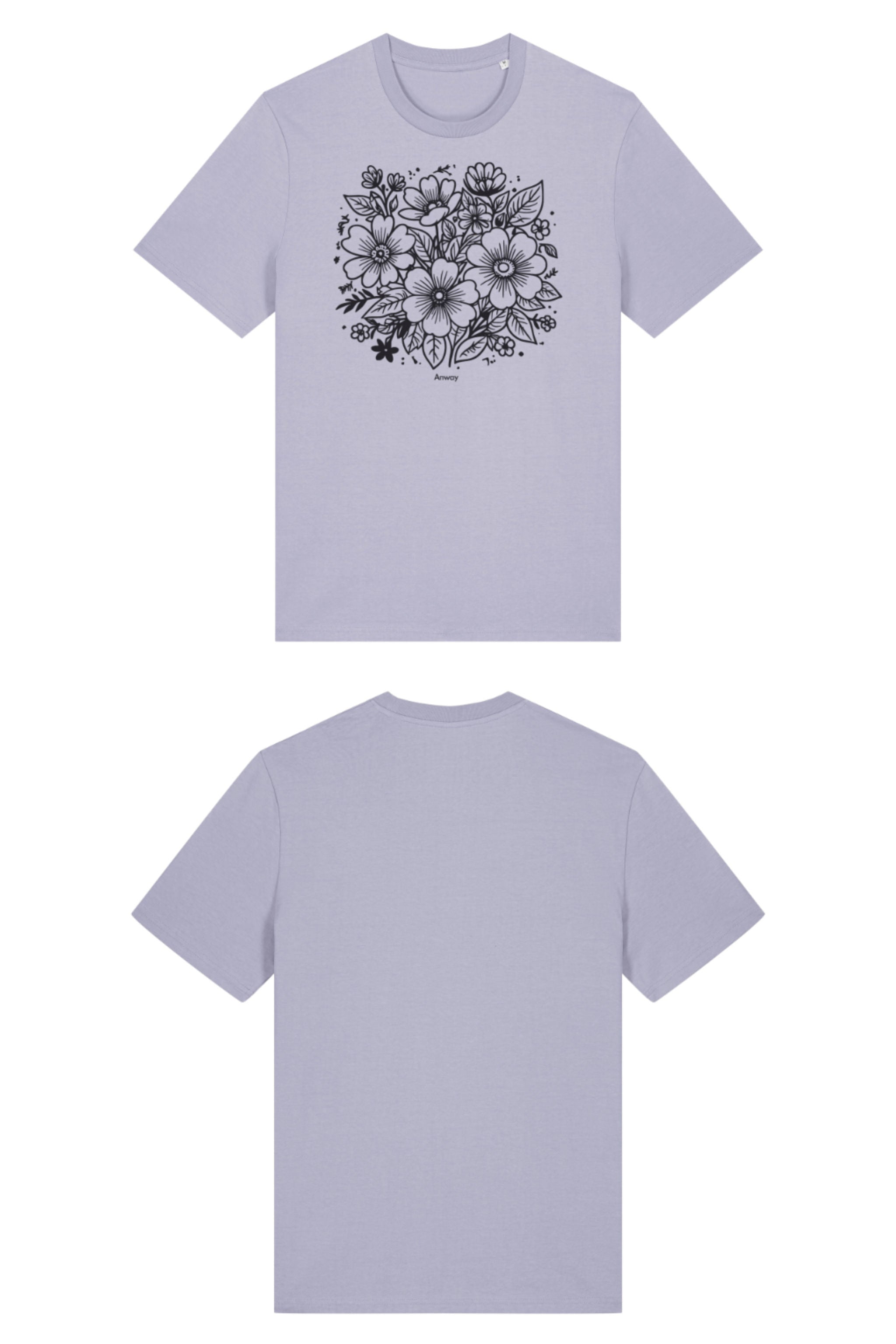 T-Shirt aus 100 % Bio-Baumwolle mit normaler Passform, erhältlich in verschiedenen Farben wie Blue Soul, Cotton Pink, Lavender, Aloe, Weiss und Schwarz. Individuell bedruckbar mit Wunschmotiv. Weiches, angenehm leichtes Material für hohen Tragekomfort. Ideal für einen zeitgemässen, entspannten Look. Vorderseite: T-Shirt mit einfarbigem Blumenprint auf der Vorderseite. 
