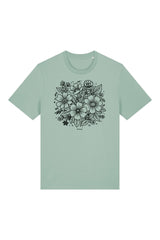 T-Shirt aus 100 % Bio-Baumwolle mit normaler Passform, erhältlich in verschiedenen Farben wie Blue Soul, Cotton Pink, Lavender, Aloe, Weiss und Schwarz. Individuell bedruckbar mit Wunschmotiv. Weiches, angenehm leichtes Material für hohen Tragekomfort. Ideal für einen zeitgemässen, entspannten Look. Vorderseite: T-Shirt mit einfarbigem Blumenprint auf der Vorderseite. 