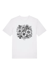 T-Shirt aus 100 % Bio-Baumwolle mit normaler Passform, erhältlich in verschiedenen Farben wie Blue Soul, Cotton Pink, Lavender, Aloe, Weiss und Schwarz. Individuell bedruckbar mit Wunschmotiv. Weiches, angenehm leichtes Material für hohen Tragekomfort. Ideal für einen zeitgemässen, entspannten Look. Vorderseite: T-Shirt mit einfarbigem Blumenprint auf der Vorderseite. 