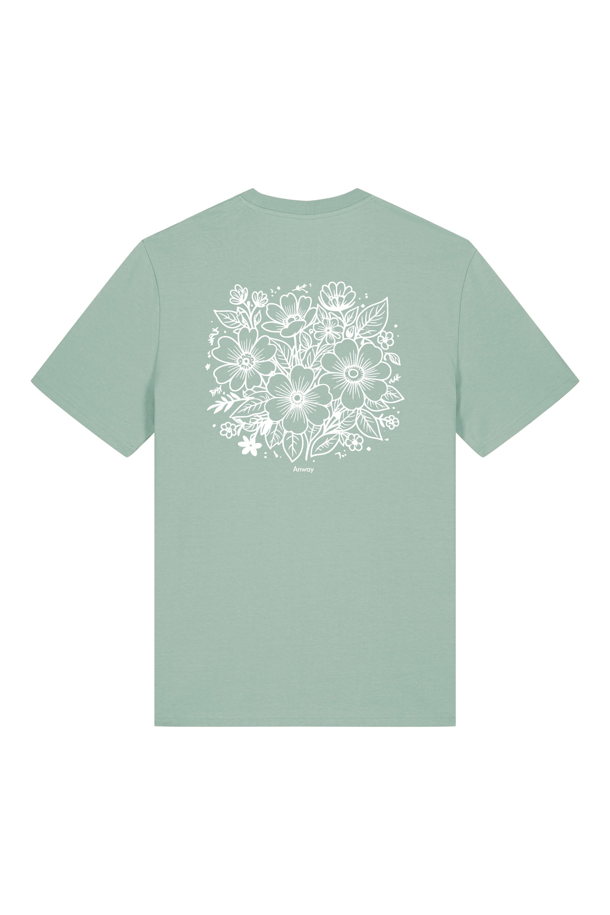 T-Shirt aus 100 % Bio-Baumwolle mit normaler Passform, erhältlich in verschiedenen Farben wie Blue Soul, Cotton Pink, Lavender, Aloe, Weiss und Schwarz. Individuell bedruckbar mit Wunschmotiv. Weiches, angenehm leichtes Material für hohen Tragekomfort. Ideal für einen zeitgemässen, entspannten Look. Rückseite: T-Shirt mit grossem, einfarbigem Blumenprint auf der Rückseite. 