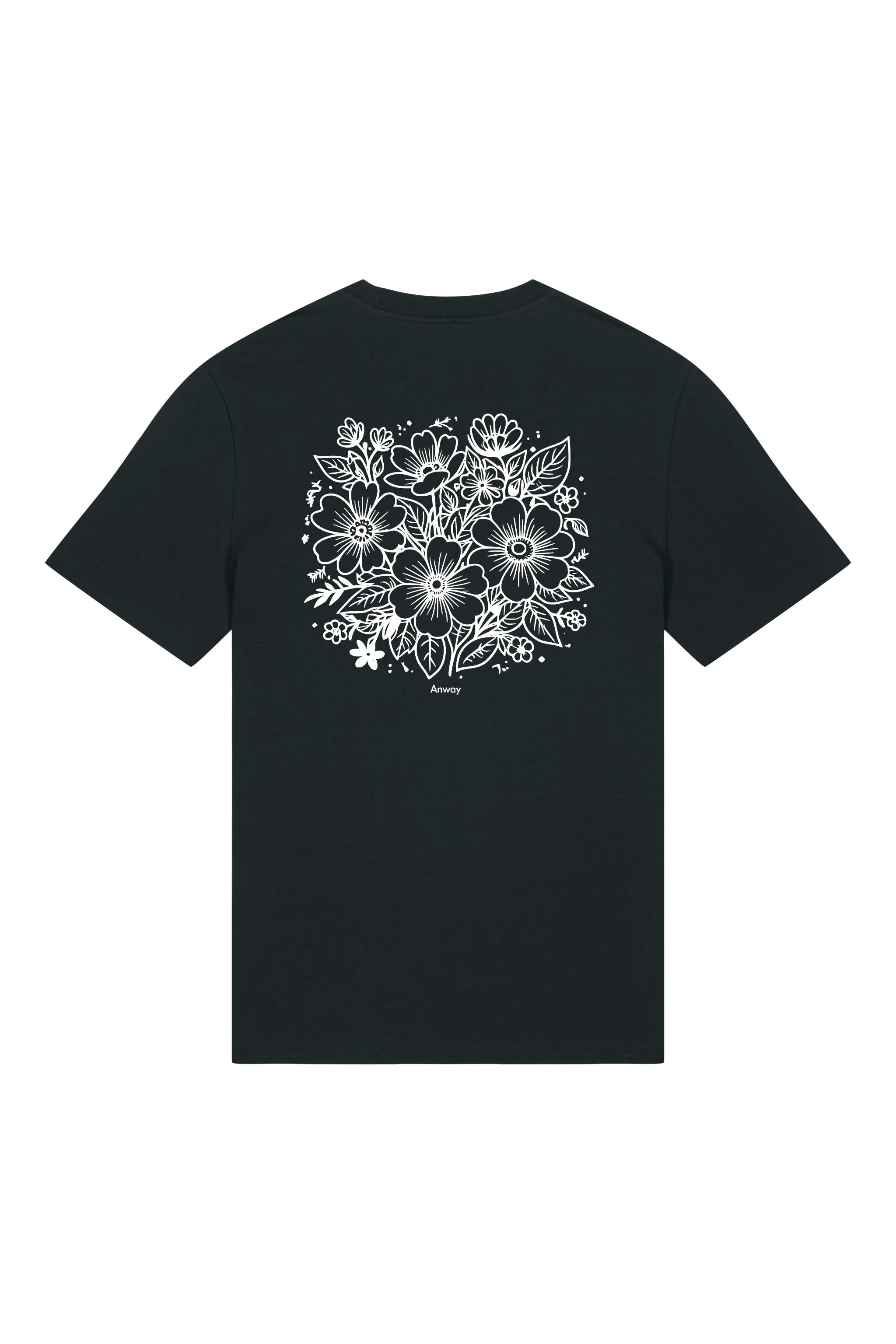 T-Shirt aus 100 % Bio-Baumwolle mit normaler Passform, erhältlich in verschiedenen Farben wie Blue Soul, Cotton Pink, Lavender, Aloe, Weiss und Schwarz. Individuell bedruckbar mit Wunschmotiv. Weiches, angenehm leichtes Material für hohen Tragekomfort. Ideal für einen zeitgemässen, entspannten Look. Rückseite: T-Shirt mit grossem, einfarbigem Blumenprint auf der Rückseite. 