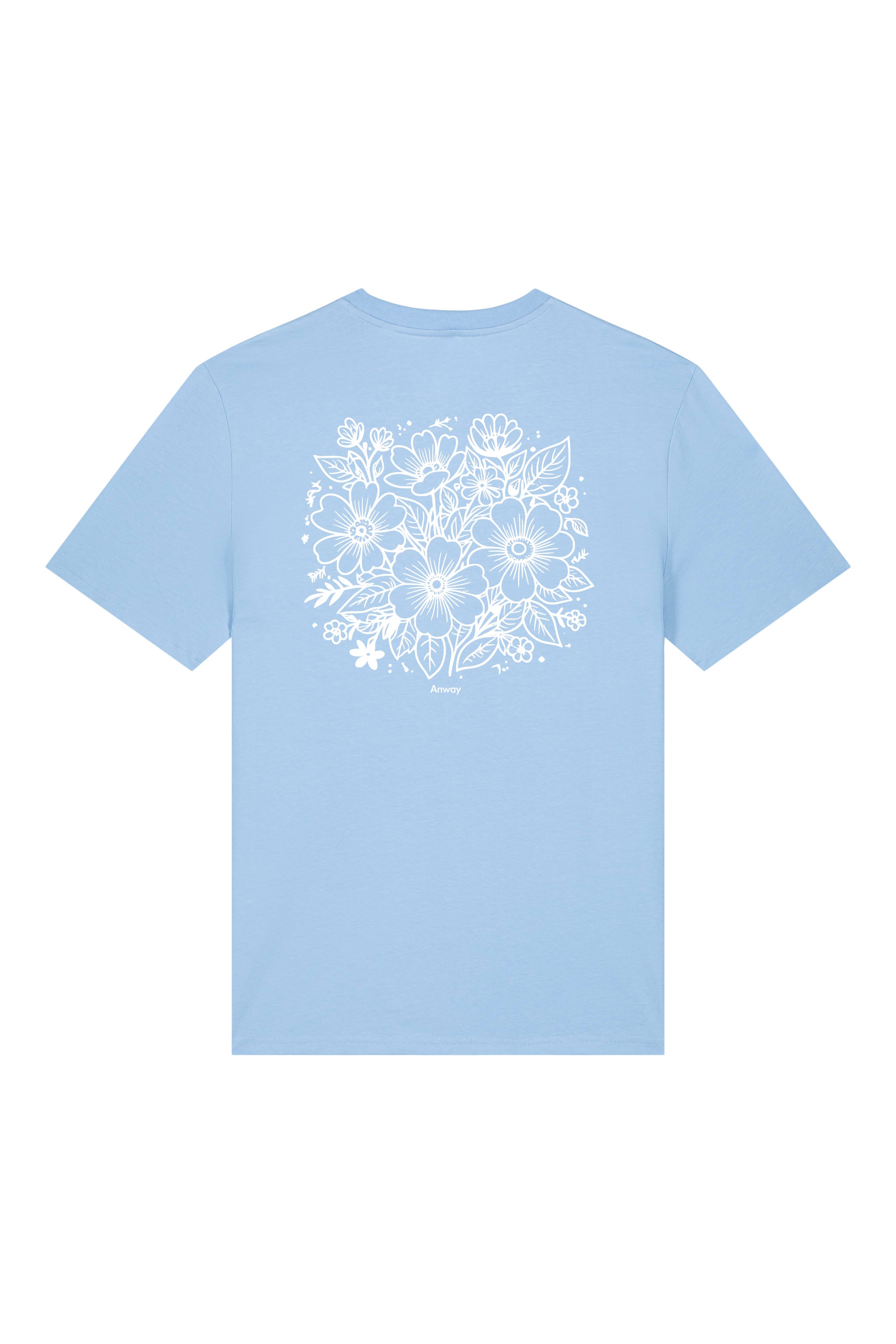 T-Shirt aus 100 % Bio-Baumwolle mit normaler Passform, erhältlich in verschiedenen Farben wie Blue Soul, Cotton Pink, Lavender, Aloe, Weiss und Schwarz. Individuell bedruckbar mit Wunschmotiv. Weiches, angenehm leichtes Material für hohen Tragekomfort. Ideal für einen zeitgemässen, entspannten Look. Rückseite: T-Shirt mit grossem, einfarbigem Blumenprint auf der Rückseite. 