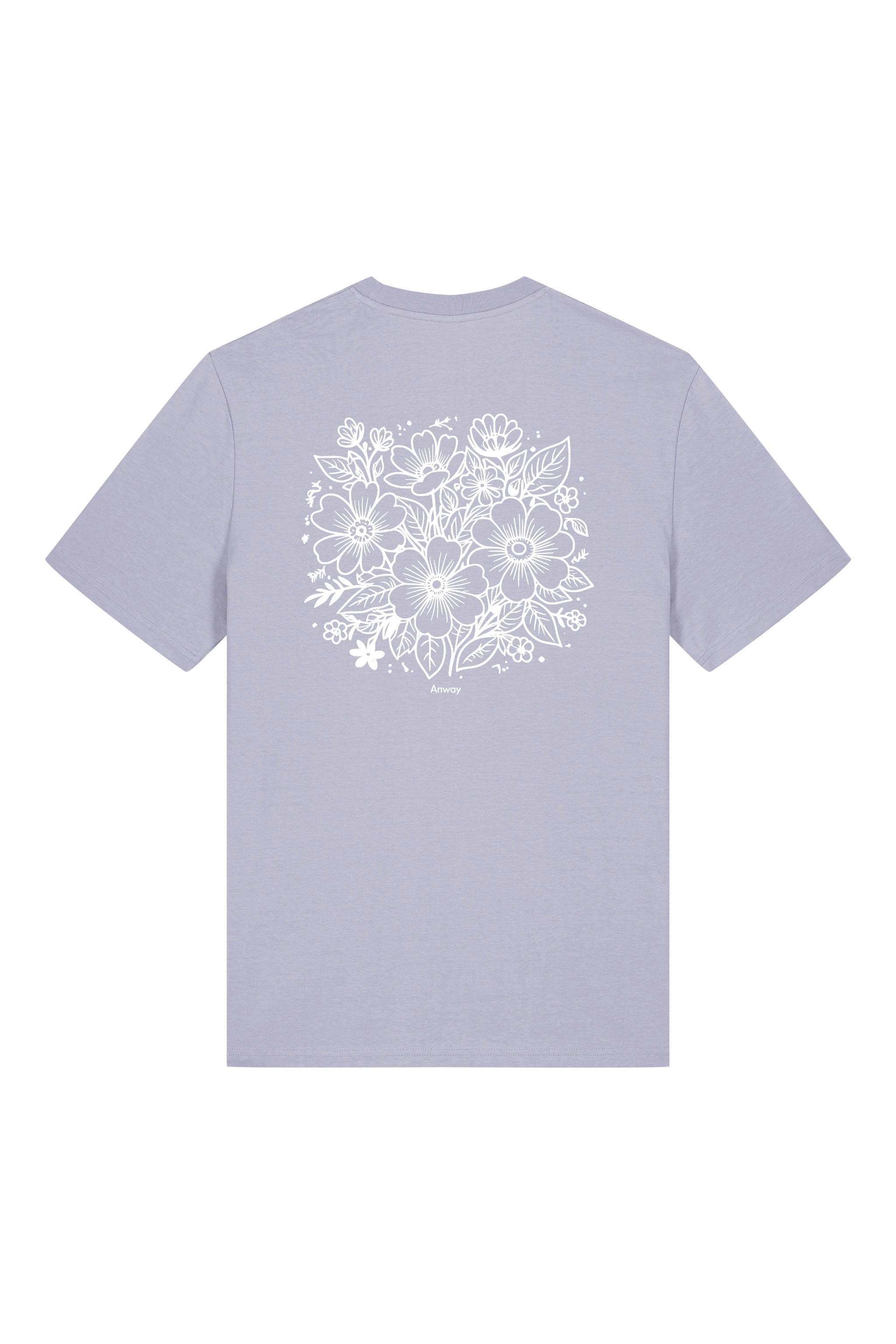 T-Shirt aus 100 % Bio-Baumwolle mit normaler Passform, erhältlich in verschiedenen Farben wie Blue Soul, Cotton Pink, Lavender, Aloe, Weiss und Schwarz. Individuell bedruckbar mit Wunschmotiv. Weiches, angenehm leichtes Material für hohen Tragekomfort. Ideal für einen zeitgemässen, entspannten Look. Rückseite: T-Shirt mit grossem, einfarbigem Blumenprint auf der Rückseite. 
