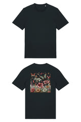 T-Shirt aus 100 % Bio-Baumwolle mit normaler Passform, erhältlich in verschiedenen Farben wie Blue Soul, Cotton Pink, Lavender, Aloe, Weiss und Schwarz. Individuell bedruckbar mit Wunschmotiv. Weiches, angenehm leichtes Material für hohen Tragekomfort. Ideal für einen zeitgemässen, entspannten Look. Buntes Blumen- und Schmetterlingsfeld im Illustrationsstil auf der Rückseite.