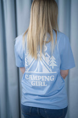 T-Shirt Normal Blue Soul Hellblau Print Camping Girl weiss Baumwolle