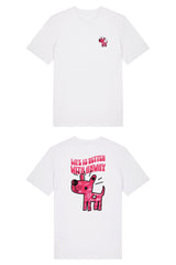 T-Shirt aus 100 % Bio-Baumwolle mit normaler Passform, erhältlich in verschiedenen Farben wie Blue Soul, Cotton Pink, Lavender, Aloe, Weiss und Schwarz. Individuell bedruckbar mit Wunschmotiv. Weiches, angenehm leichtes Material für hohen Tragekomfort. Ideal für einen zeitgemässen, entspannten Look. Vorderseite: Kleiner Hund im Comic-Stil auf der linken Brust. Rückseite: Handgezeichnetes Hundemotiv und Schriftzug „LIFE IS BETTER WITH ANWAY“