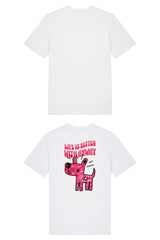 T-Shirt aus 100 % Bio-Baumwolle mit normaler Passform, erhältlich in verschiedenen Farben wie Blue Soul, Cotton Pink, Lavender, Aloe, Weiss und Schwarz. Individuell bedruckbar mit Wunschmotiv. Weiches, angenehm leichtes Material für hohen Tragekomfort. Ideal für einen zeitgemässen, entspannten Look. Handgezeichnetes Hundemotiv und Schriftzug „LIFE IS BETTER WITH ANWAY“ auf der Rückseite.
