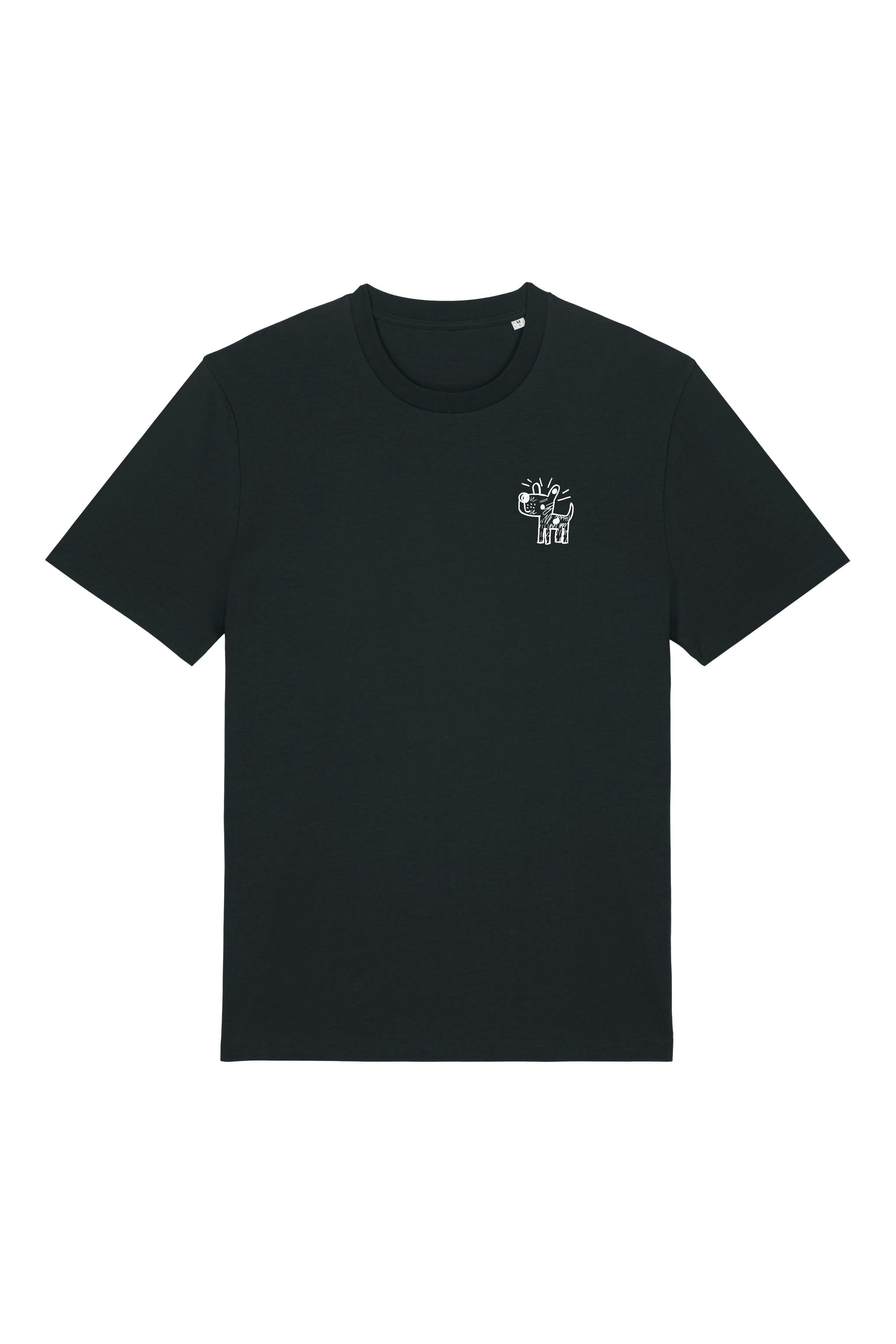 T-Shirt aus 100 % Bio-Baumwolle mit normaler Passform, erhältlich in verschiedenen Farben wie Blue Soul, Cotton Pink, Lavender, Aloe, Weiss und Schwarz. Individuell bedruckbar mit Wunschmotiv. Weiches, angenehm leichtes Material für hohen Tragekomfort. Ideal für einen zeitgemässen, entspannten Look. Vorderseite: Kleiner Hund im Comic-Stil auf der linken Brust. Rückseite: Handgezeichnetes Hundemotiv und Schriftzug „LIFE IS BETTER WITH ANWAY“