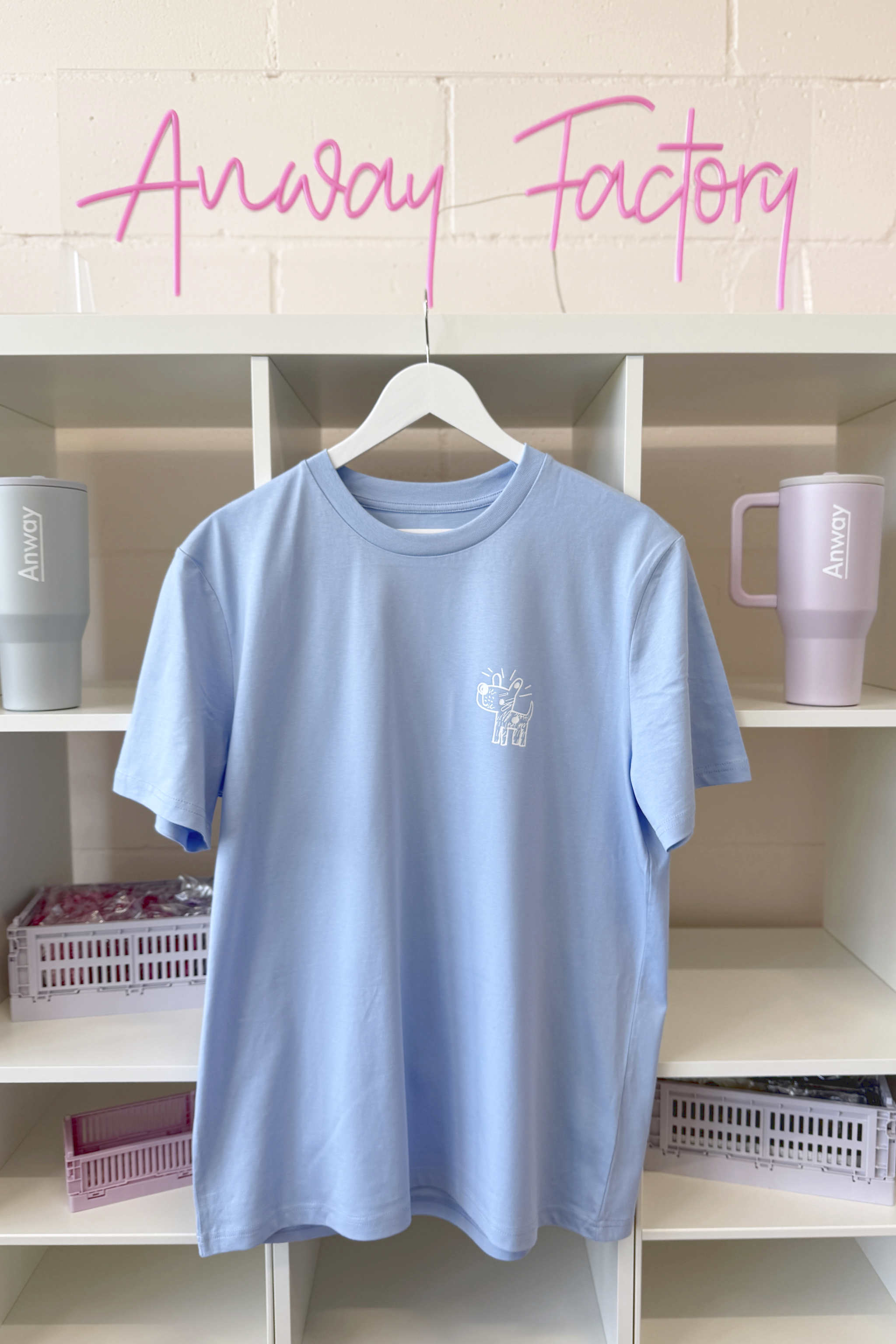 T-Shirt Normal Blue Soul Blau Print weiss Hund Life is better Baumwolle