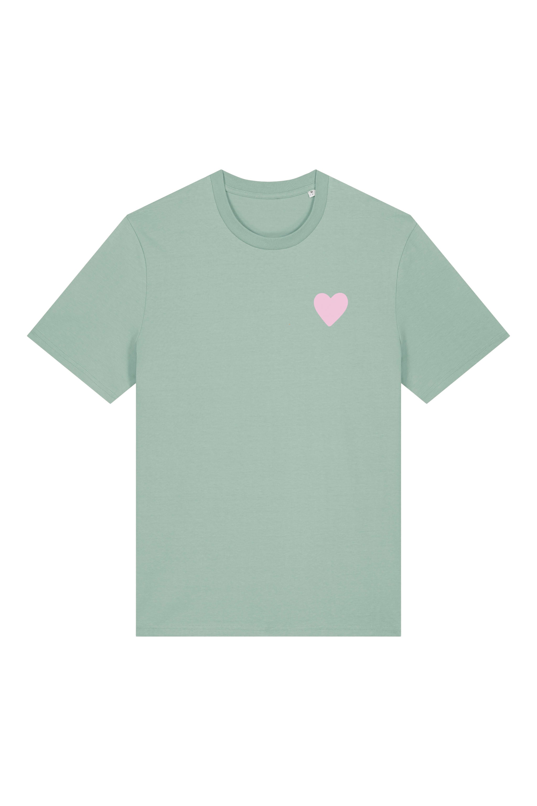 T-Shirt aus 100 % Bio-Baumwolle mit normaler Passform, erhältlich in verschiedenen Farben wie Blue Soul, Cotton Pink, Lavender, Aloe, Weiss und Schwarz. Individuell bedruckbar mit Wunschmotiv. Weiches, angenehm leichtes Material für hohen Tragekomfort. Ideal für einen zeitgemässen, entspannten Look. Vorderseite: Rosa Herz auf der linken Brust. Rückseite: Tic-Tac-Toe-Motiv mit rosa Herzen und darunter der Schriftzug „LOVE WINS“ in rosa.