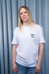 Unisex T-Shirt aus 100% Bio-Baumwolle White weiss mit schwarzem Print Aufdruck More Amore Per Favore