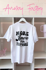 Unisex T-Shirt aus 100% Bio-Baumwolle White weiss mit schwarzem Print Aufdruck More Amore Per Favore