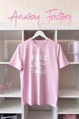Unisex T-Shirt aus 100% Bio-Baumwolle Cotton Pink rosa mit weissem Print Aufdruck More Amore Per Favore