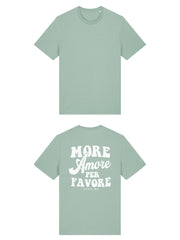 Unisex T-Shirt aus 100% Bio-Baumwolle Aloe grün mit weissem Print Aufdruck More Amore Per Favore