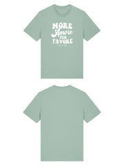 Unisex T-Shirt aus 100% Bio-Baumwolle Aloe grün mit weissem Print Aufdruck More Amore Per Favore